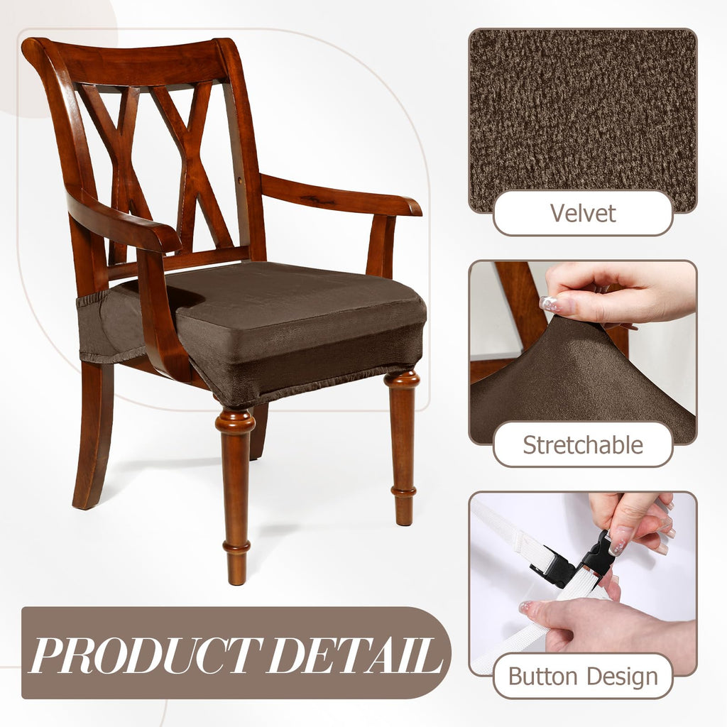 Havawish Large Dining Room Chair Seat Covers with Armrest Dining Chair Slip Covers Protectors(1 Pcs,Beige White)