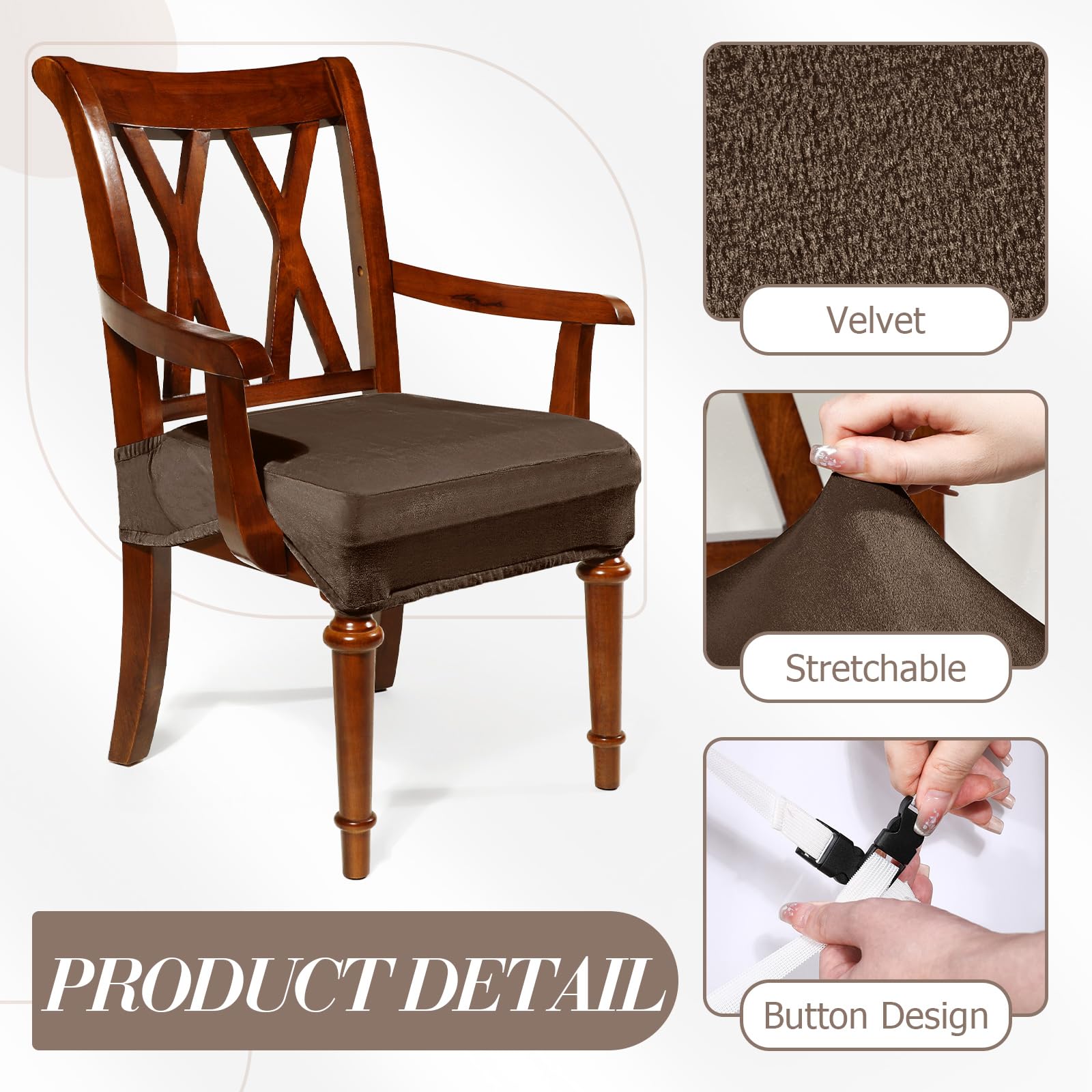 Havawish Large Dining Room Chair Seat Covers with Armrest Dining Chair Slip Covers Protectors(1 Pcs,Beige White)