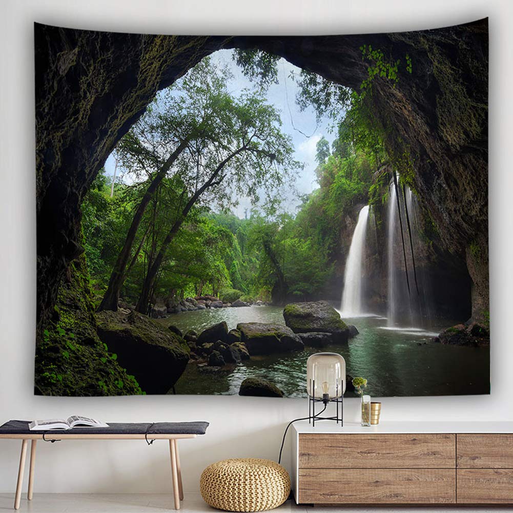 Llamazing Forest Landscape Home Decor - Living Room & Bedroom Magic Tapestry (Sunlight&Creek, 60''L51''W)
