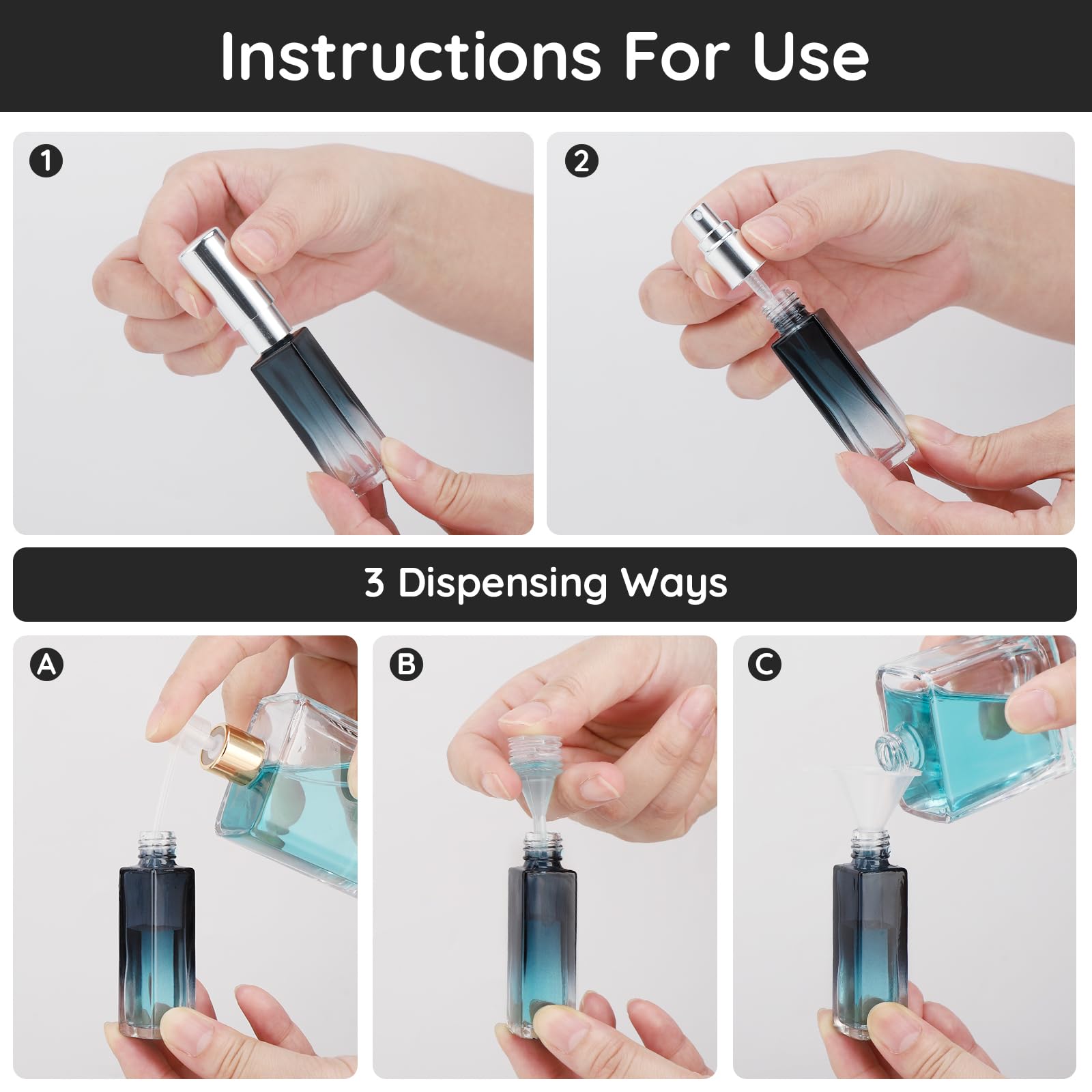 Segbeauty 0.34oz Mini Perfume Spray Bottles, 10Pack 10ml Glass Travel Perfume Atomizer Refillable, Small Empty Cologne Atomizer for Frangrance, Sample Cologne Bottles Sprayer with Refill Tool