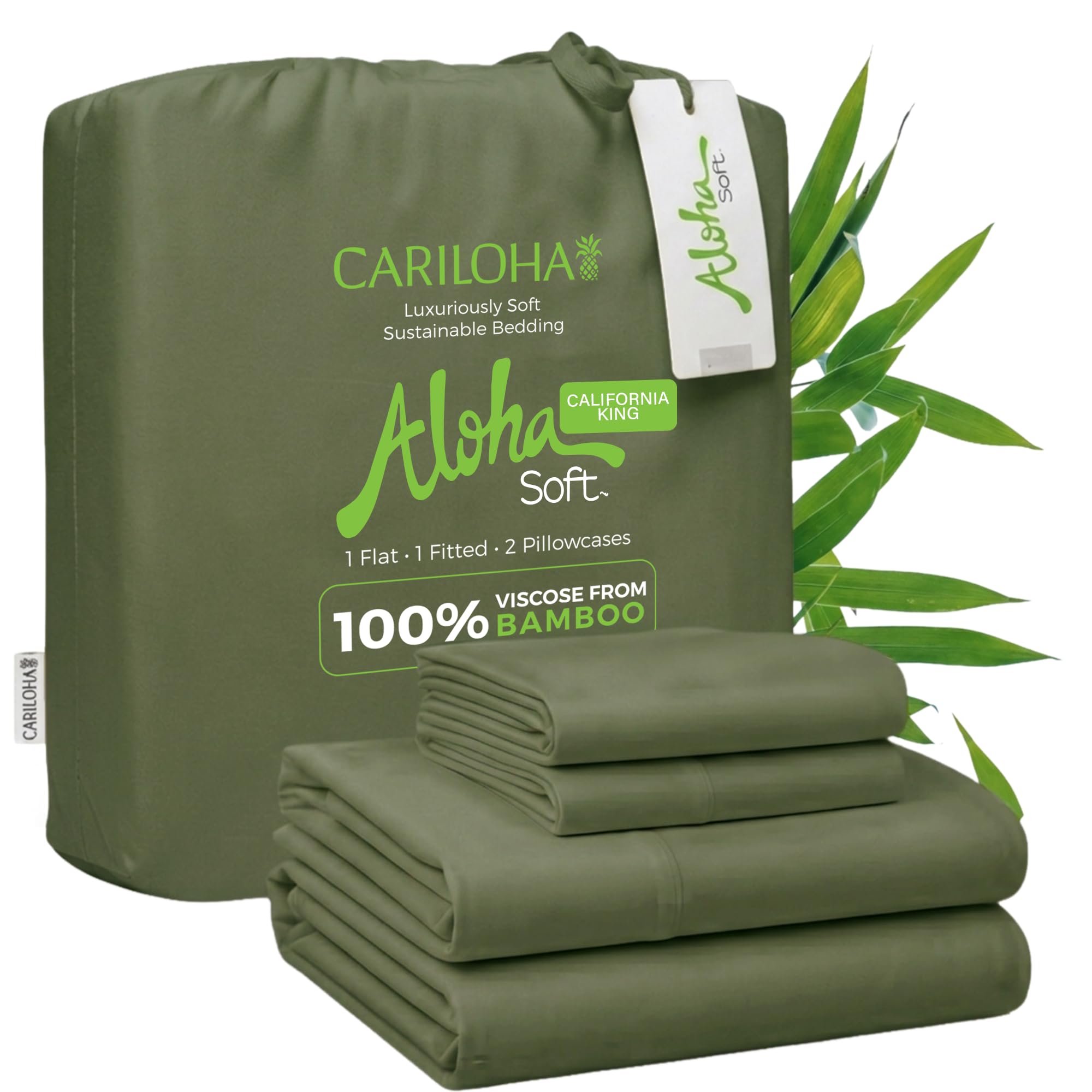 Cariloha Aloha Soft 100% Organic Bamboo Viscose Sheets – 4-Piece Queen Sheet Set – 16 in Deep Pockets – Buttery Soft, Hypoallergenic, Cooling Sheets – Oeko-TEX Standard 100 – Cape Blue