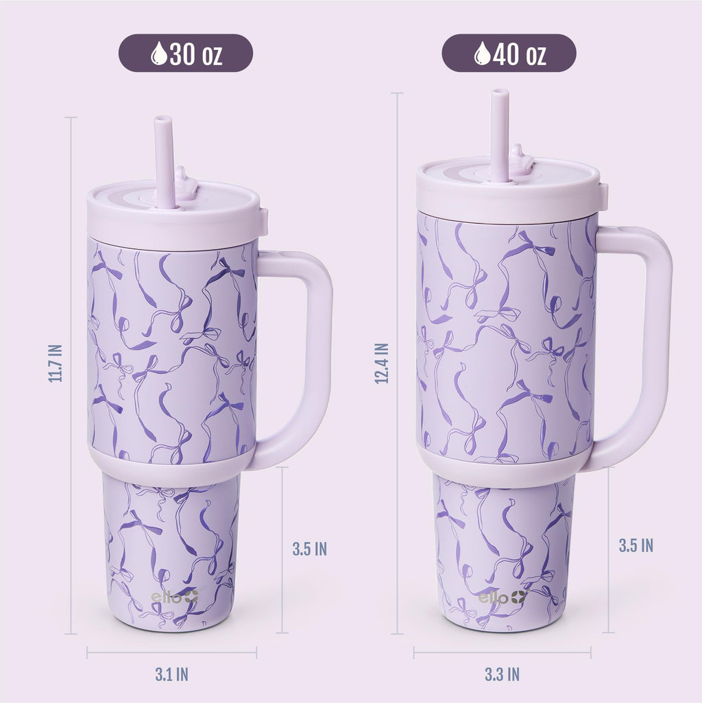 Ello Oasis 24 oz Tumbler with Handle & Retracting Straw | Reusable Insulated Stainless Steel Cup 100% Leakproof, Gifts for Teens Women Men | Keeps cold for 24 Hours, Cup Holder Friendly, Cream Tonal