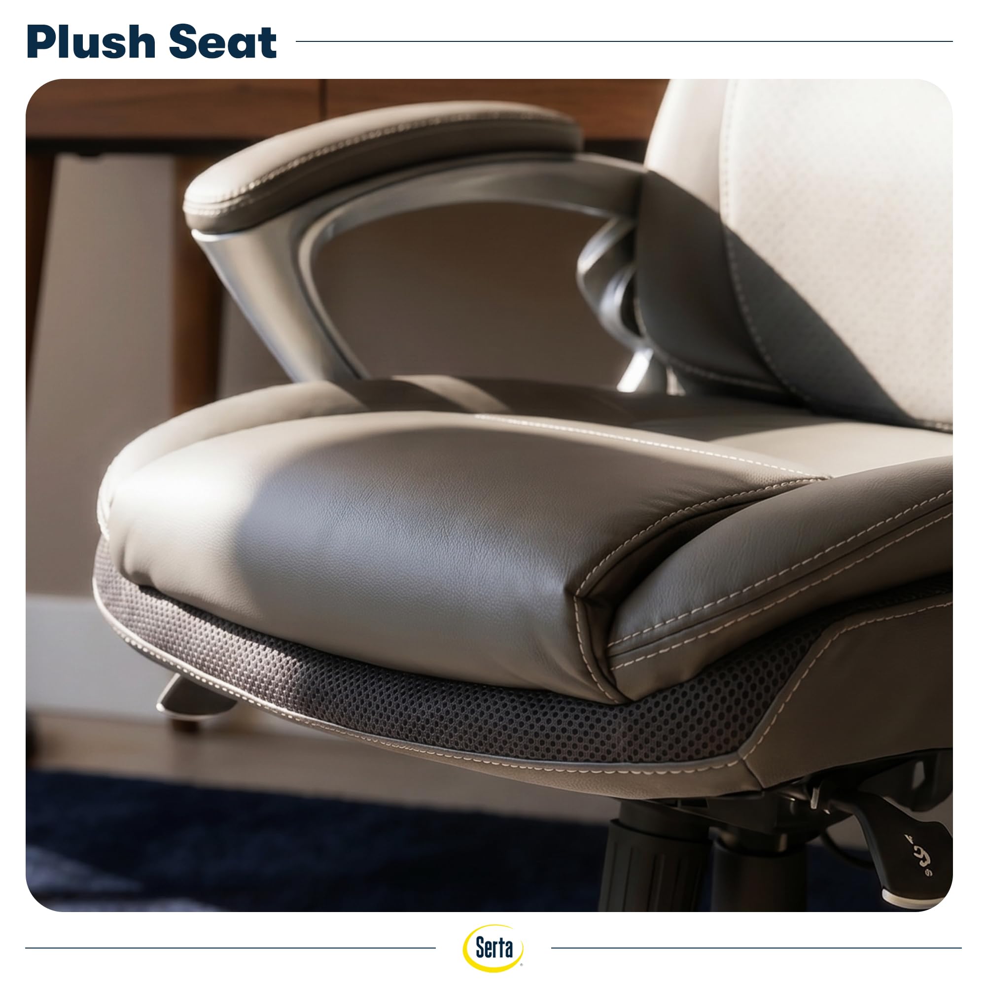 Serta Bryce Executive Office Chair - Ergonomic Computer DeskChair with Lumbar Technology - Adjustable Height - Memory Foam Body Pillows - 360° Swivel Rolling Base - Bonded Leather - Black