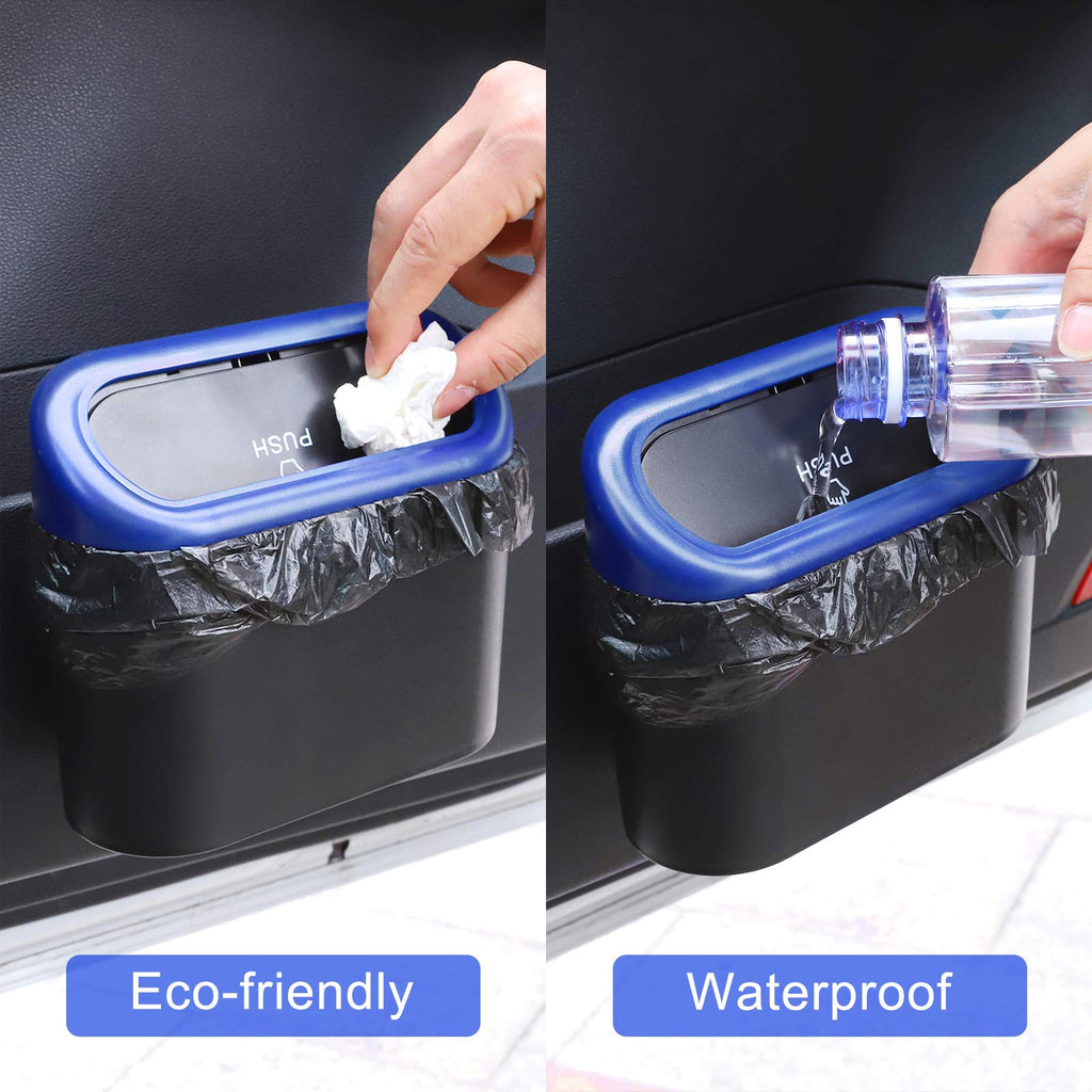 Accmor Car Trash Can with Lid, Mini Auto Dustbin Garbage Organizer with 30 Pcs Plastic Trash Bag, Automotive Garbage Container Bin for Vehicle, Home, Office
