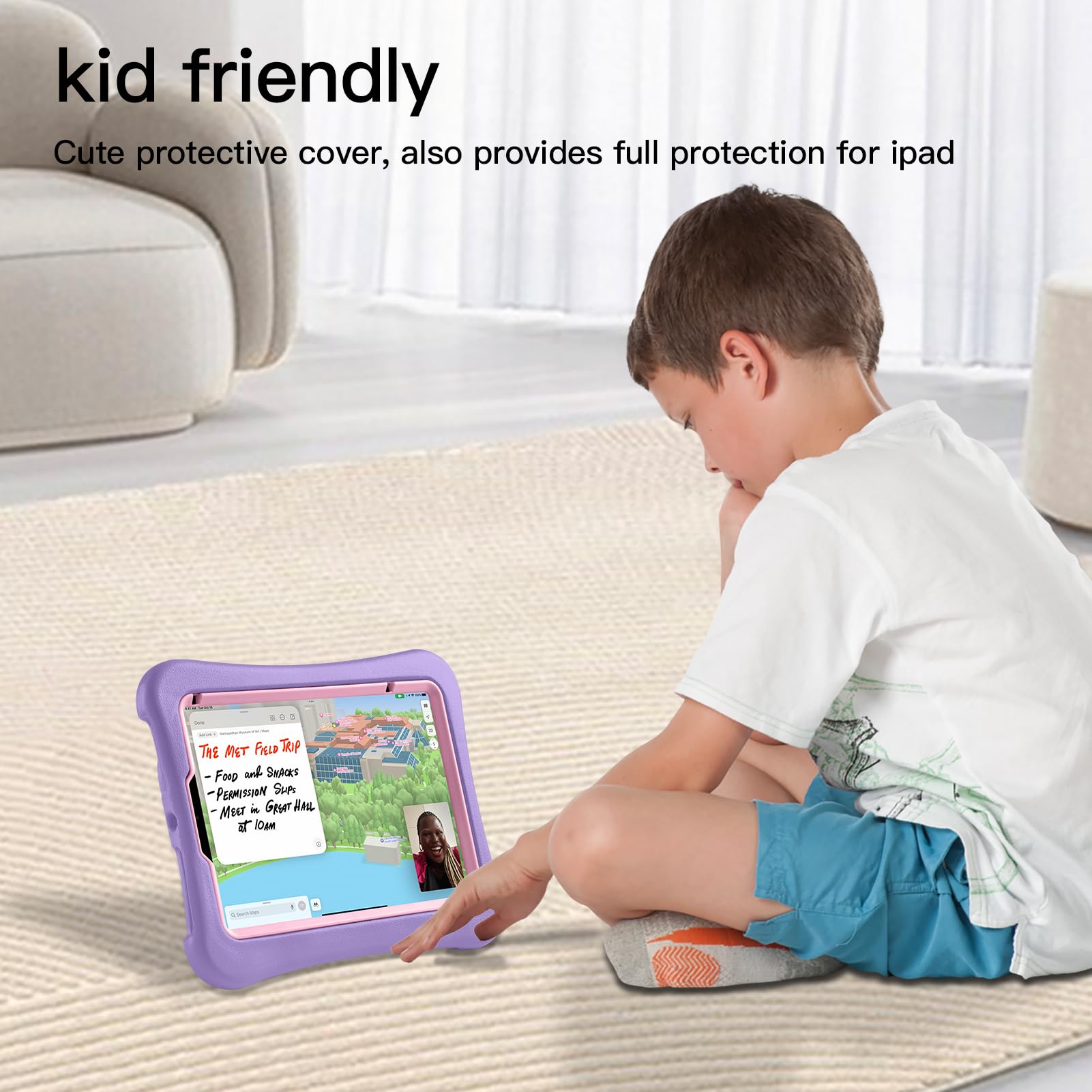 Kids Case for iPad mini 7 (A17 Pro) 2024 /iPad Mini6 2021, Light Weight Heavy Duty/Shockproof/Drop Proof with Handle/Kickstand, Child Friendly Cover for iPad mini 7th/6th Gen 8.3inch (red)
