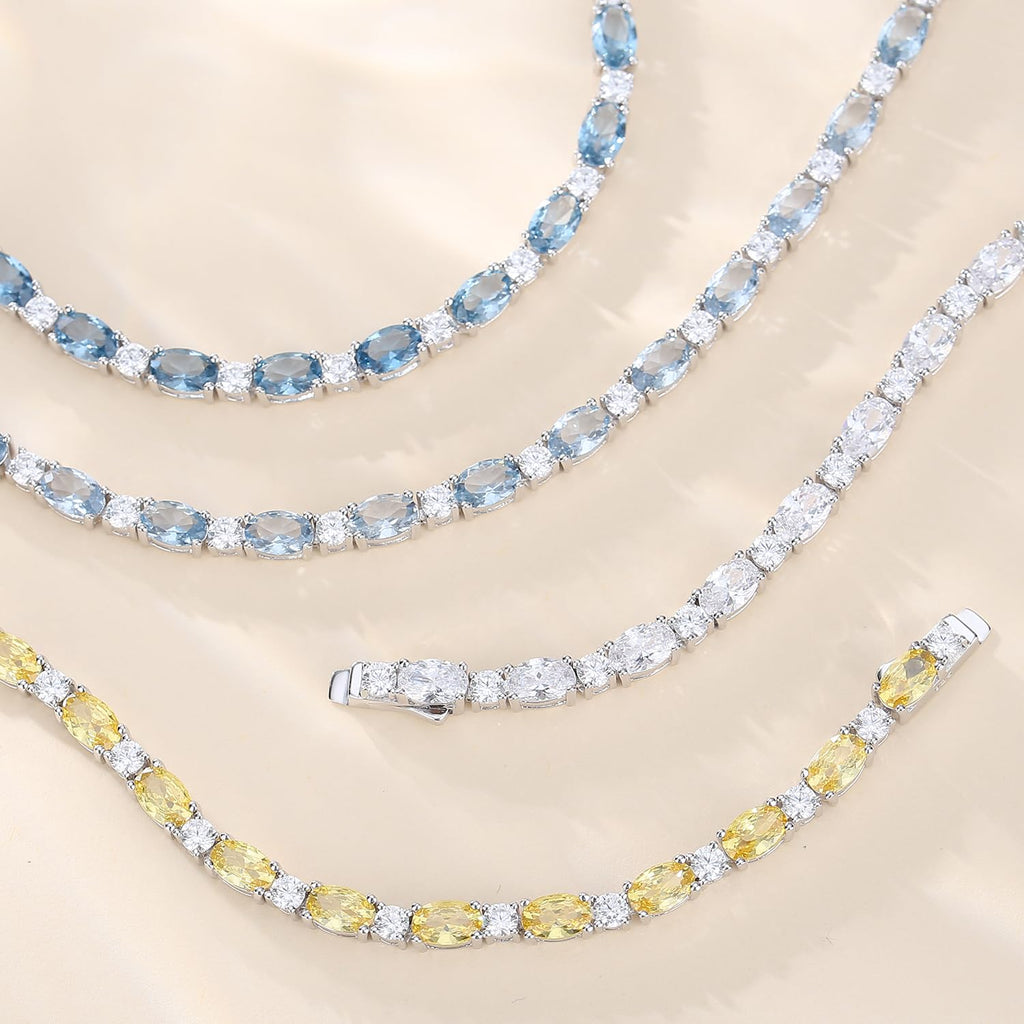FANCIME Birthstone Bracelets Sterling Silver Tennis Bracelets Charm Fine Jewelry Birthday Gifts for Women 7"