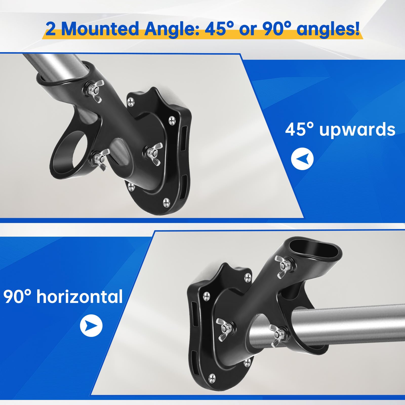 Flag Pole Holder, Anovo Flag Pole Brackets Mount Outside House Heavy-Duty Aluminum Metal Rust Proof Bracket 1" Inner Diameter 2 Positions with Hardwares for Outdoor Wall Mounting Porch(Black-1 Pack)