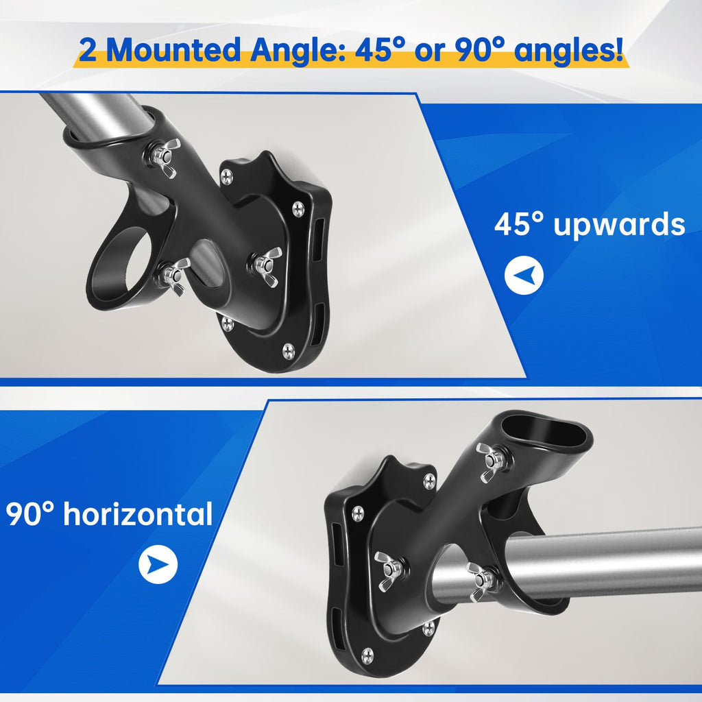 Flag Pole Holder, Anovo Flag Pole Brackets Mount Outside House Heavy-Duty Aluminum Metal Rust Proof Bracket 1" Inner Diameter 2 Positions with Hardwares for Outdoor Wall Mounting Porch(Black-1 Pack)
