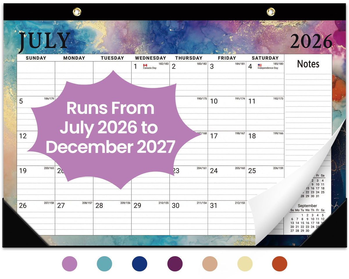 Desk Calendar 2026-2027, 21-Month Calendar Runs Until June 2027, Large 17" x 12" Monthly Desktop & Wall Calendar for Home & Office - Floral