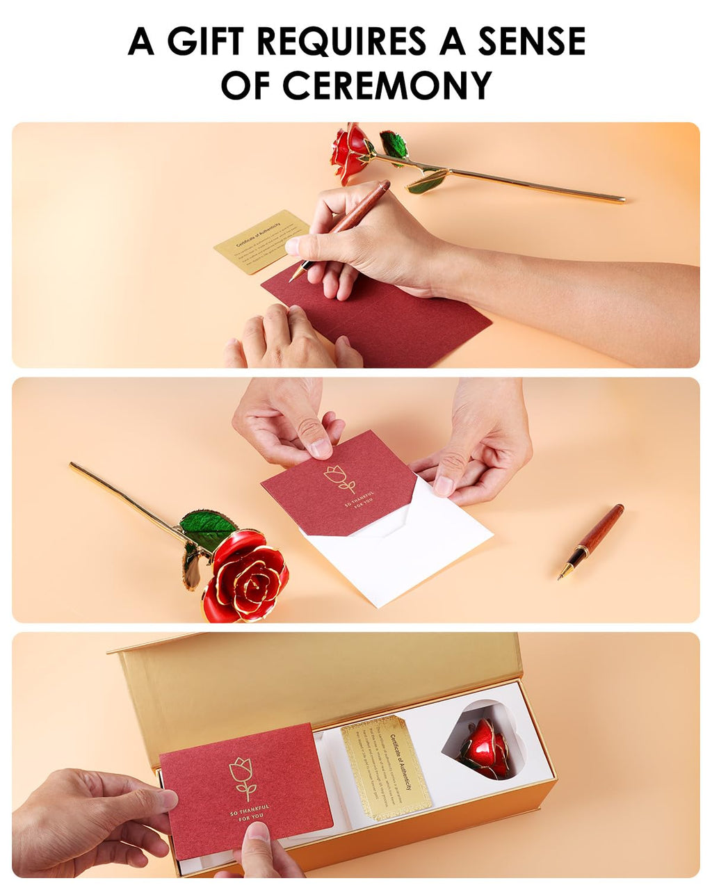 24K Gold Dipped Real Rose – Handcrafted, Bold, One of a Kind – Romantic Gift for Her – Ideal for Birthday, Anniversary, Mother’s Day, Valentine’s (Black)
