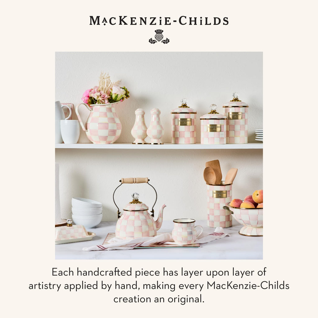 MACKENZIE-CHILDS Enamel Utensil Holder, Stylish Kitchen Countertop Organizer, Wild Rose Brown