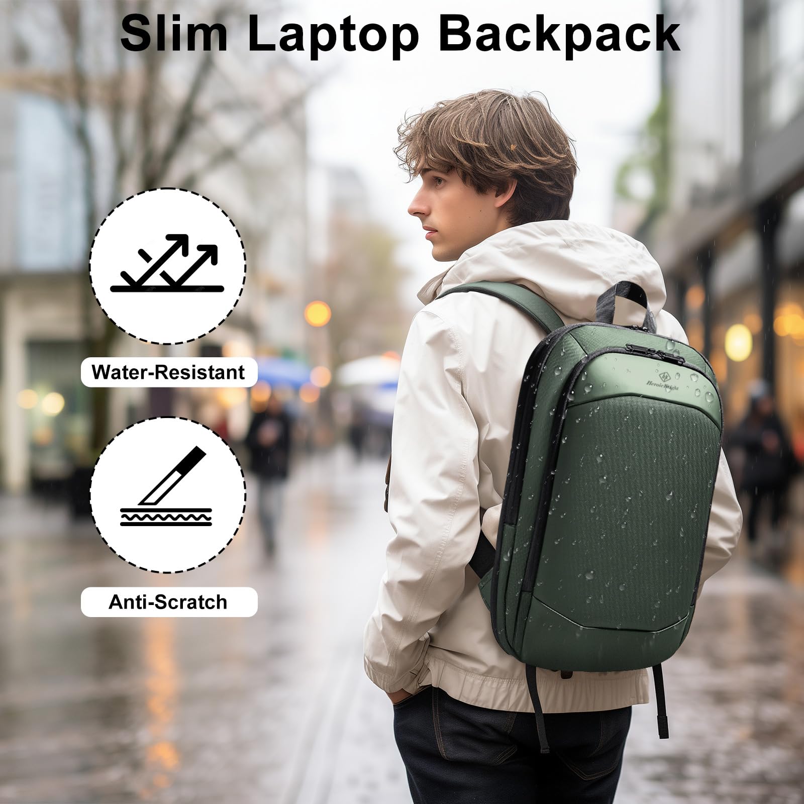 hk Business Backpack for Men 15.6 Inch,Slim & Expandable Waterproof Travel Laptop Backpack, Anti-Theft Lightweight Work Computer Bag, College Laptop Backpacks Gifts for Men Women-Black