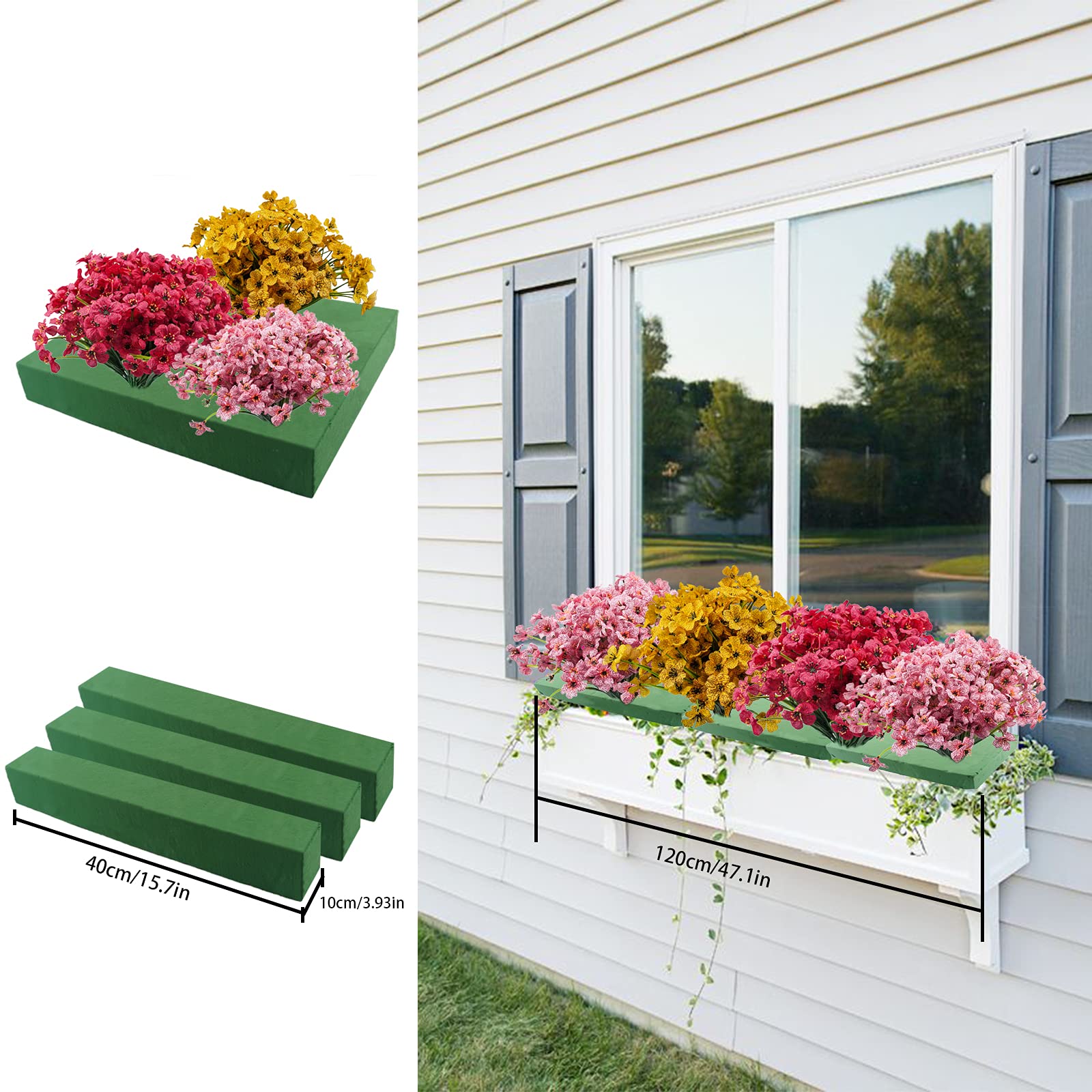 Prashent 9.2FT 14 Piece Floral Wet Foam Garland for Fresh Flowers, Floral Craft Wet Foam for Home Garden Wedding Decoration, Arch Door Tabletop Flower Arrangement DIY Material