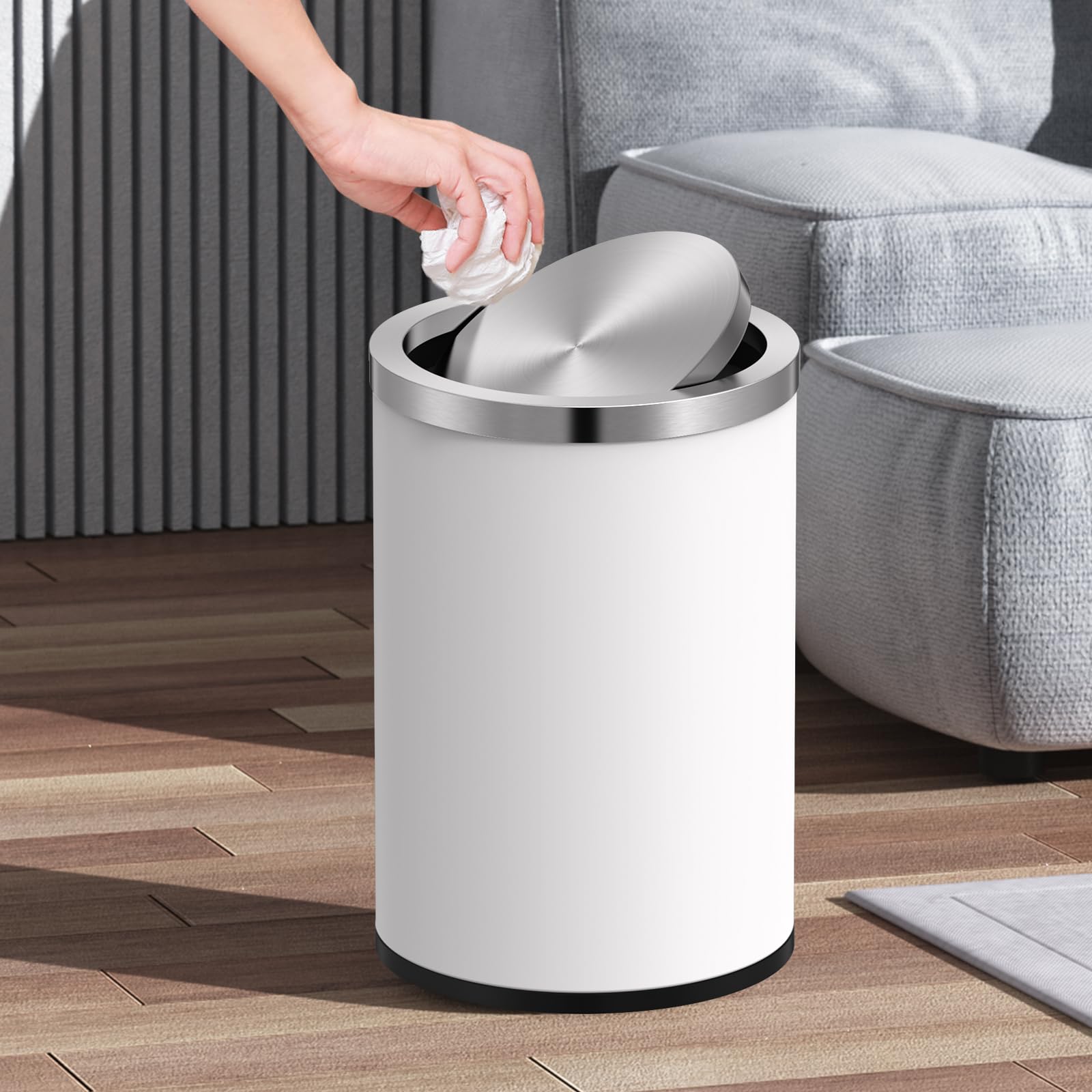 Mini Trash Can with Lid, Desktop Small Trash Can Recycling Bin Cute Metal Garbage Can for Tabletop Countertop Use,Stainless Steel 0.4Gal/1.5L Waste Bin for Office Parlor Car Bedroom,Swing Lid Open