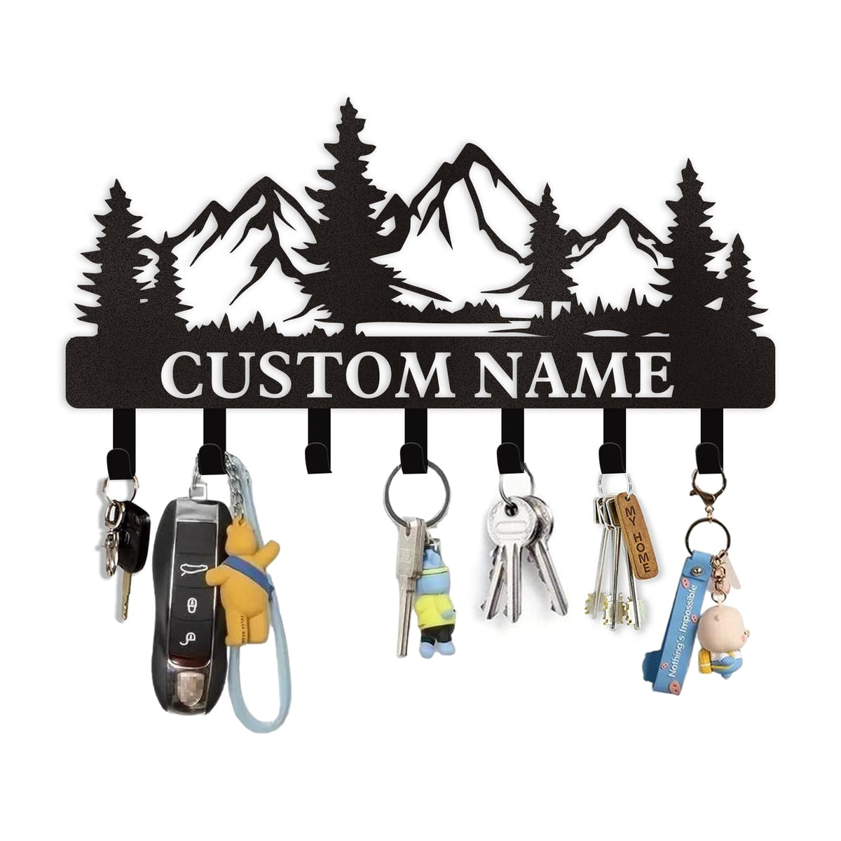 Dyoart Personalized Couple's Name Key Rack, Wall Mounted Metal Key Holder for Housewarming Gifts,ignent Bedding