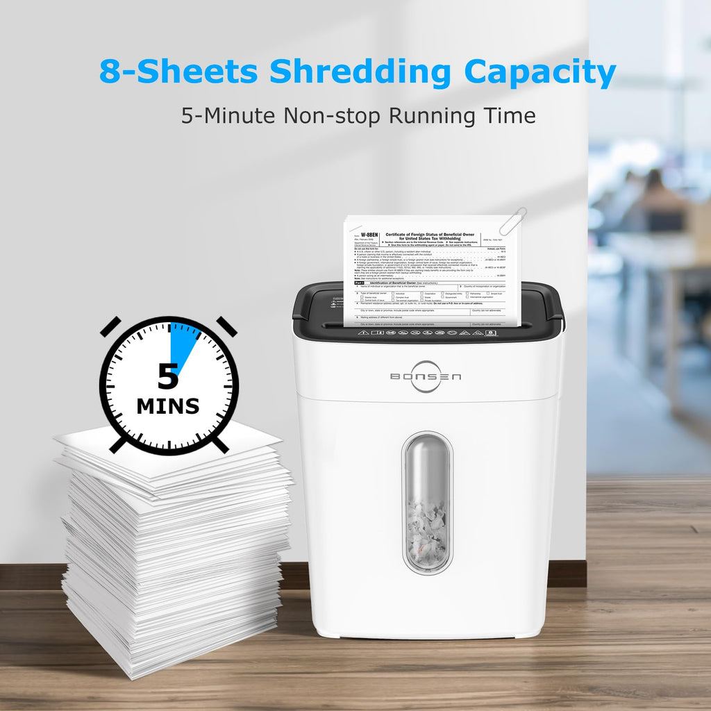 BONSEN Shredder for Home Office, 4 Gallons 8-Sheet Cross Cut Credit Card Shredder, Small Paper Shredder for Home Use, High Security Level P-4, ETL Certification (S3101)