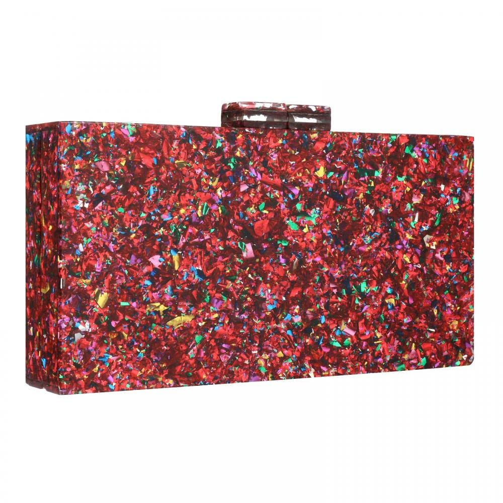Gets Acrylic Purses and Handbags for Women Multicolor Perspex Geometric Patterns Box Clutch Banquet Evening Crossbody Handbag