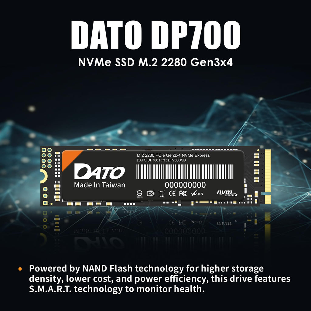 DATO M.2 2230 SSD PCIe 512GB Gen 3x4 NVMe with Aluminium heatsink, Internal Solid State Drive M Key for Business Students Gamers Creator, up to 2500/1700 MB/s - ARS330