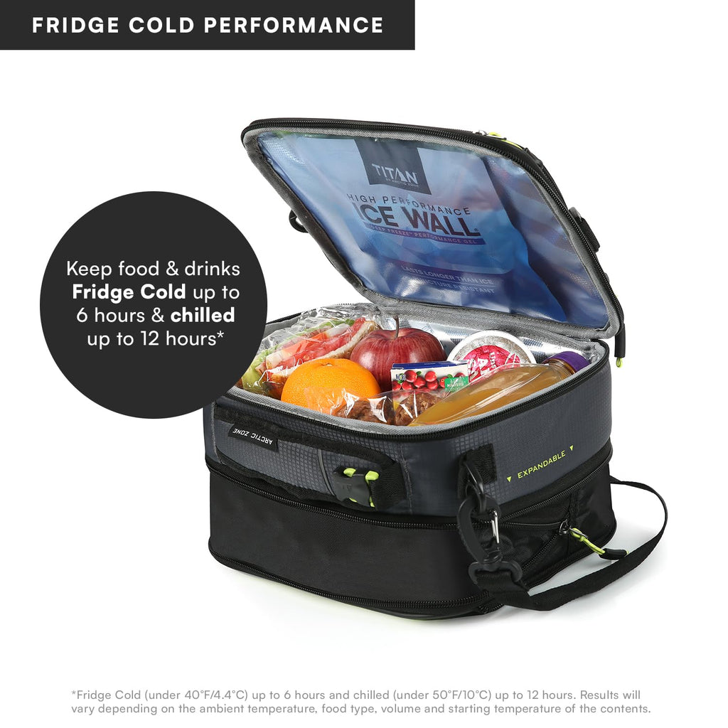 Arctic Zone Titan Deep Freeze Fridge Expandable Insulated Horizontal Lunch Pack, Grey