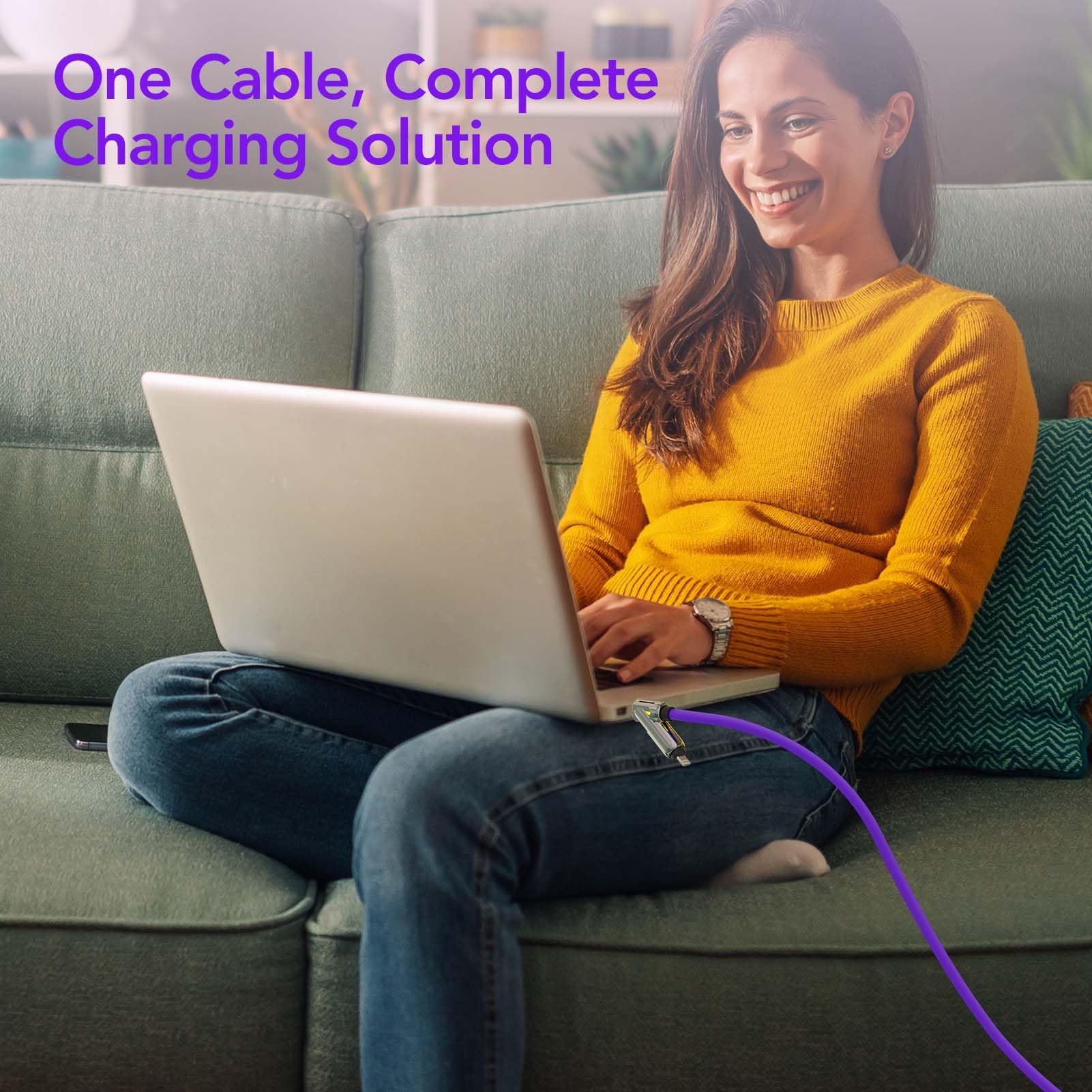 MFish 4-in-1 USB Charging Cable with Carrying Case, 240W Fast Charger Cord, USB-A & Dual USB-C to USB-C/Lightning, for iPhone 17/16/15/14, iPad, MacBook & More(Black, 3.3FT)