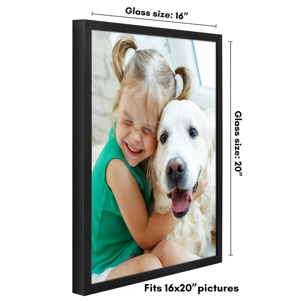 Americanflat 5x7 Picture Frame with Shatter-Resistant Glass - Soho Collection - Gallery Style Deep Molding Picture Frames for Tabletop and Wall Display - Black