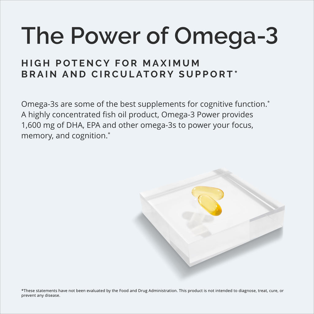 BRAINMD Omega-3 Power - 60 Capsules - Joint & Immune Support Supplement - Contains DHA & EPA - Gluten Free - Dr Amen - 30 Servings