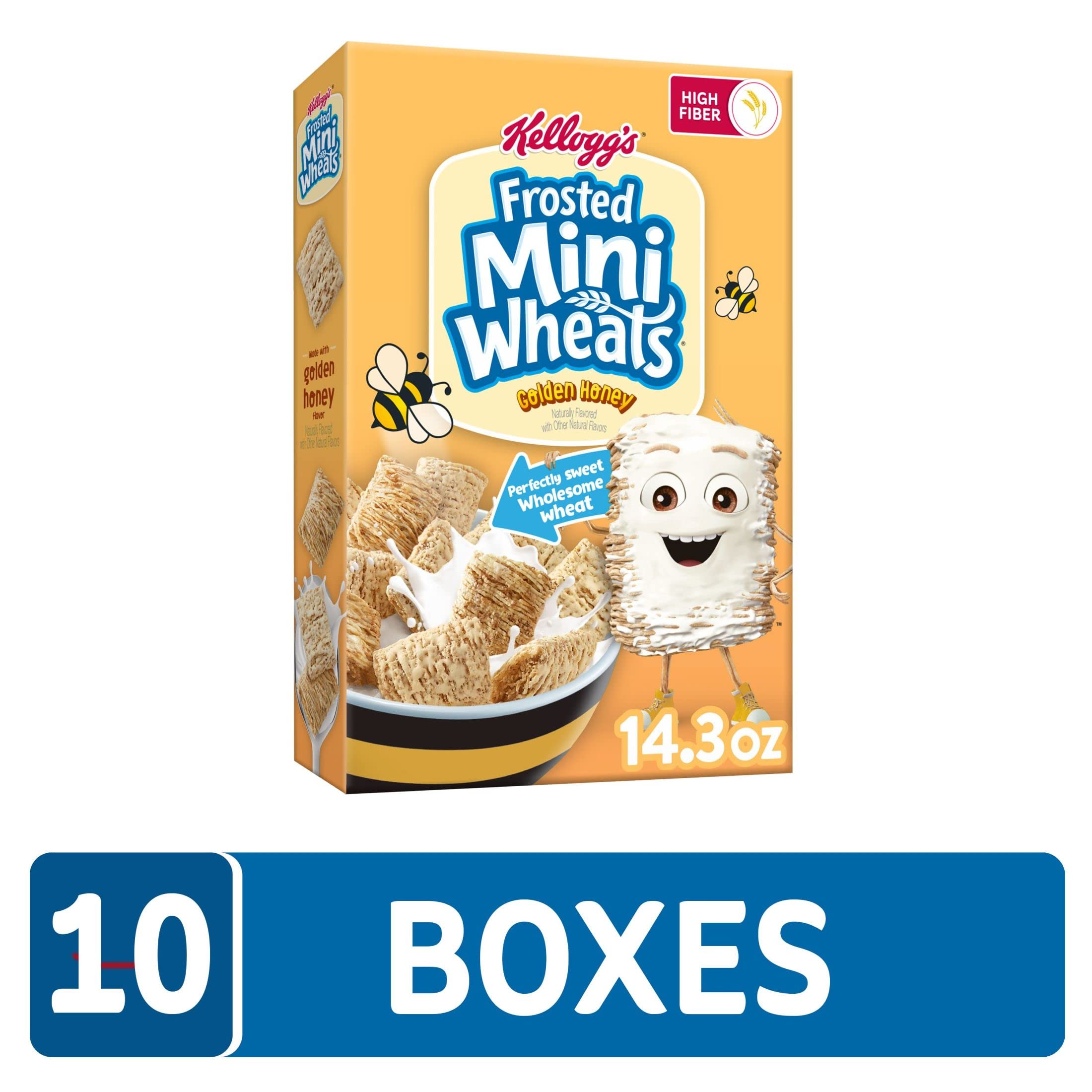 Kellogg's Frosted Mini-Wheats Cold Breakfast Cereal, High-Fiber, Whole Grain, Family Size, Original, 24oz Box (1 Box)