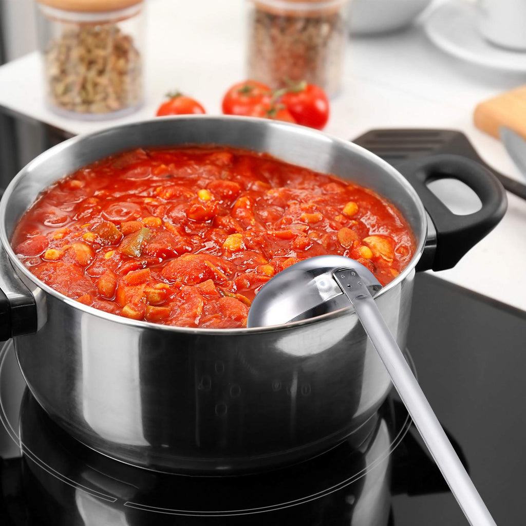 meekoo 1 Pieces Stainless Steel Ladle Soup Handle Ladle with Pouring Rim for Kitchen Cooking Soup Sauce (1 oz)