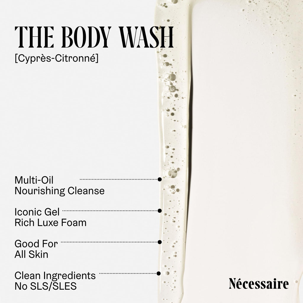 Nécessaire The Body Wash Eucalyptus — Multi-Oil Shower Gel Body Wash for Women + Men. Non-Comedogenic + Hypoallergenic for Sensitive Skin with Niacinamide. 500ml/16.9 fl oz