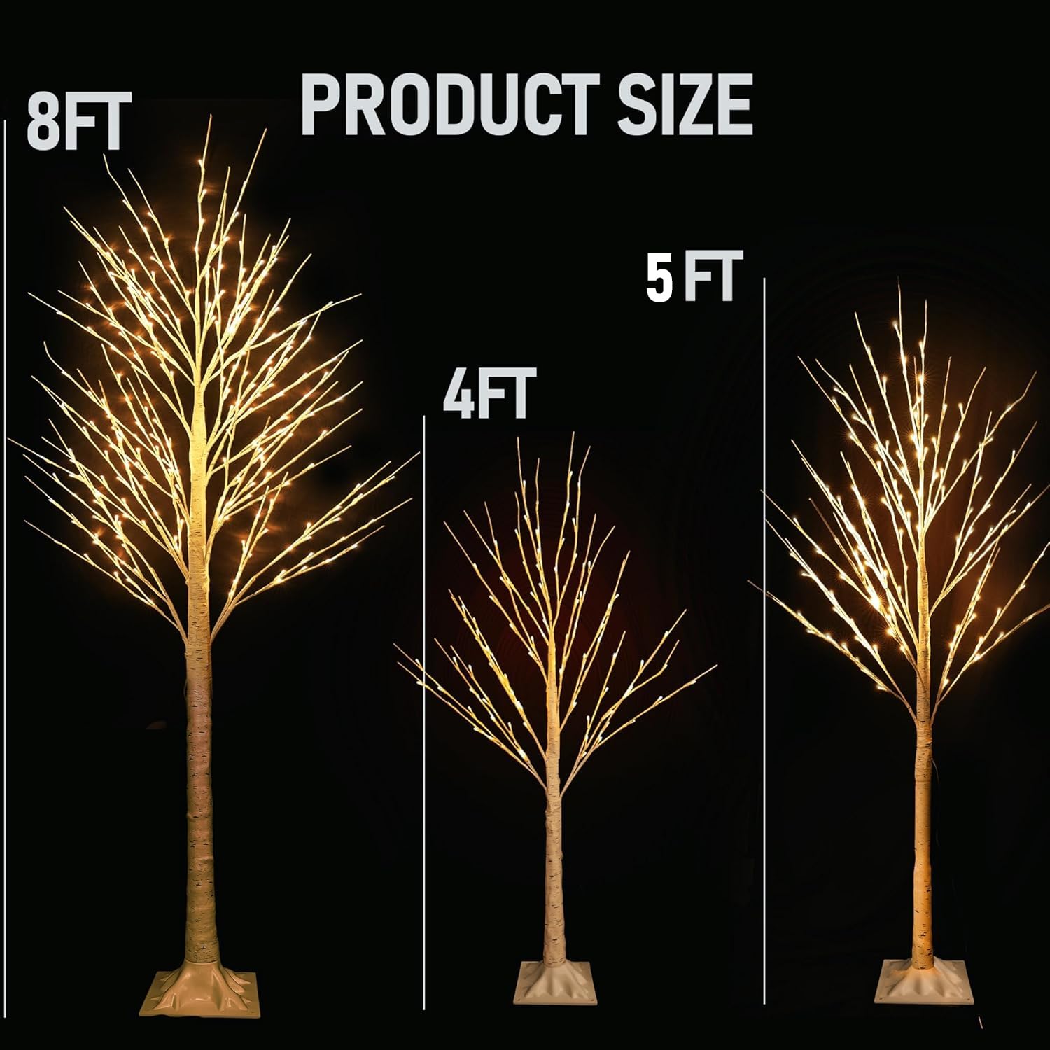 Dazzle Bright Lighted Tree, 6 Ft Birch Tree with Fairy Lights for Decoration Inside Outside, Birch Tree with 144 LED Lights for Christmas Holiday Wedding Home Room Decor, 2 Pack