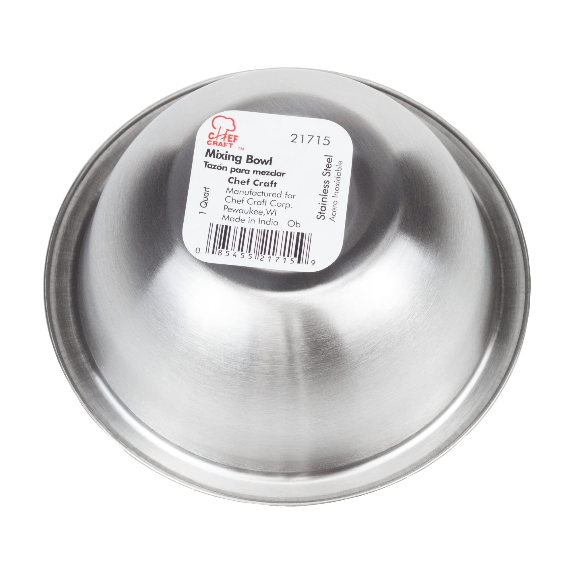 Chef Craft Brushed Mixing Bowl, 1.5-Quart, Stainless Steel