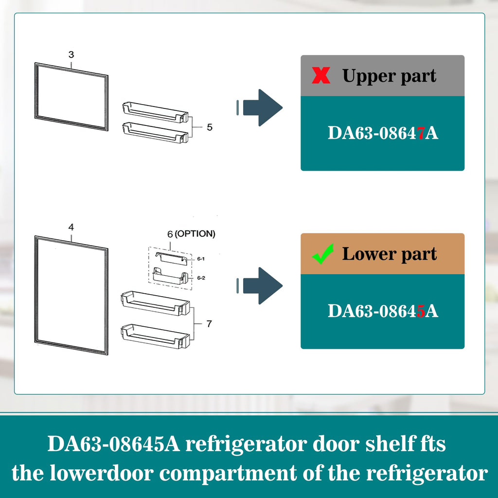 DA63-08645A Door Shelf Bin (OEM) Compatible with samsung RT18M6215SG, RT18M6215SR, etc, Part Number: PD00044855,4864777, AP6241328, PS12082570, EAP12082570