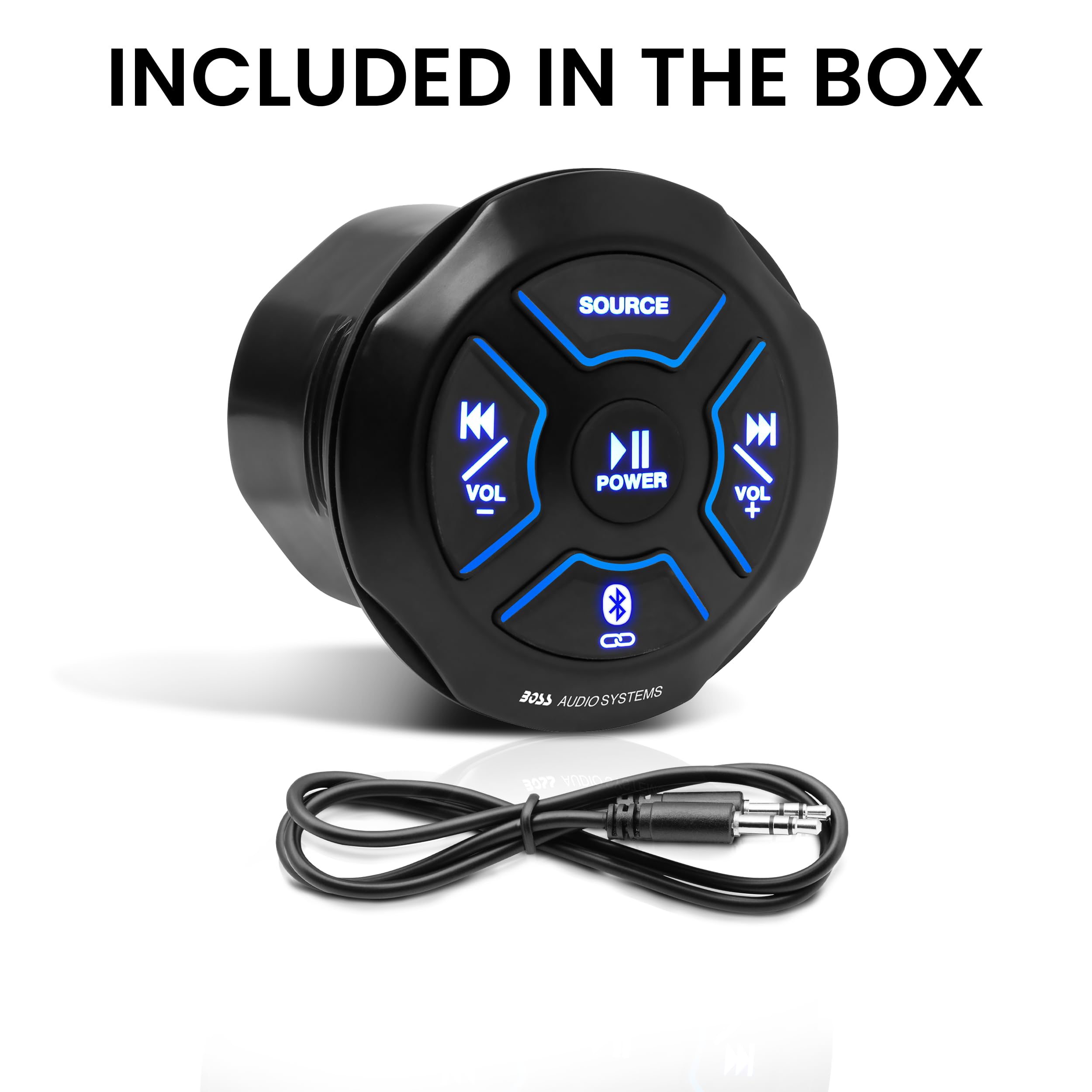 BOSS Audio Systems MGR250B Bluetooth Marine Radio Gauge Receiver, Built-In Amplifier, IPX6-Rated, USB Port + USB Charging
