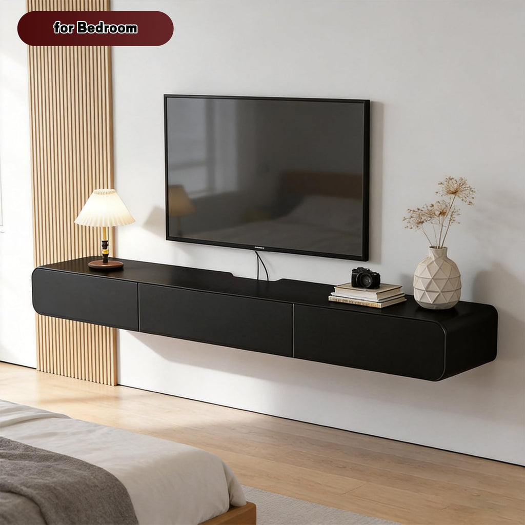 FPIGSHS Wall Mounted Media Console with 2 Drawers Solid Wood Floating TV Stand Hanging TV Shelf Entertainment Center TV Cabinet, for Home Office (A, 120cm/47.2in)