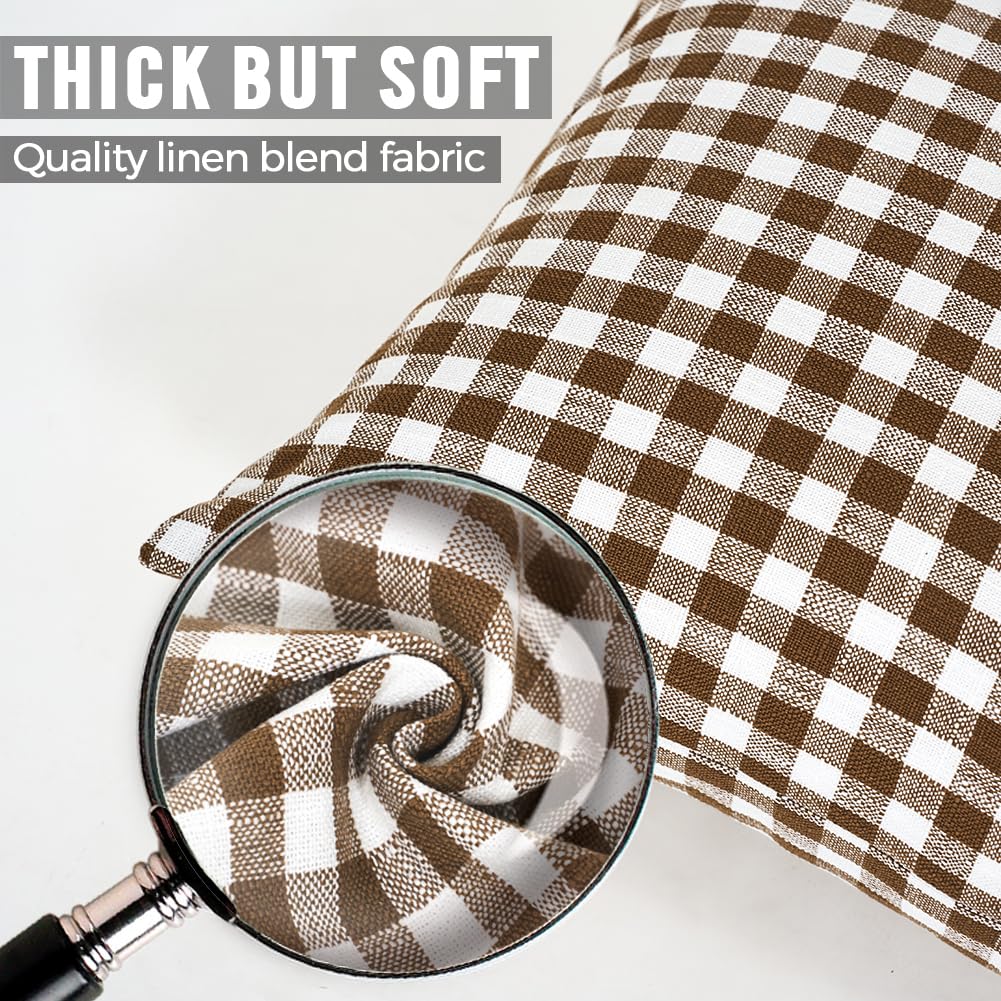 CARRIE HOME Black and White Buffalo Plaid Outdoor Pillow Covers 16x16 Set of 2, 16 x 16 Modern Farmhouse Decor Couch Pillows, Black White Winter Christmas Holiday Plaid Pillows (No Pillow Inserts)