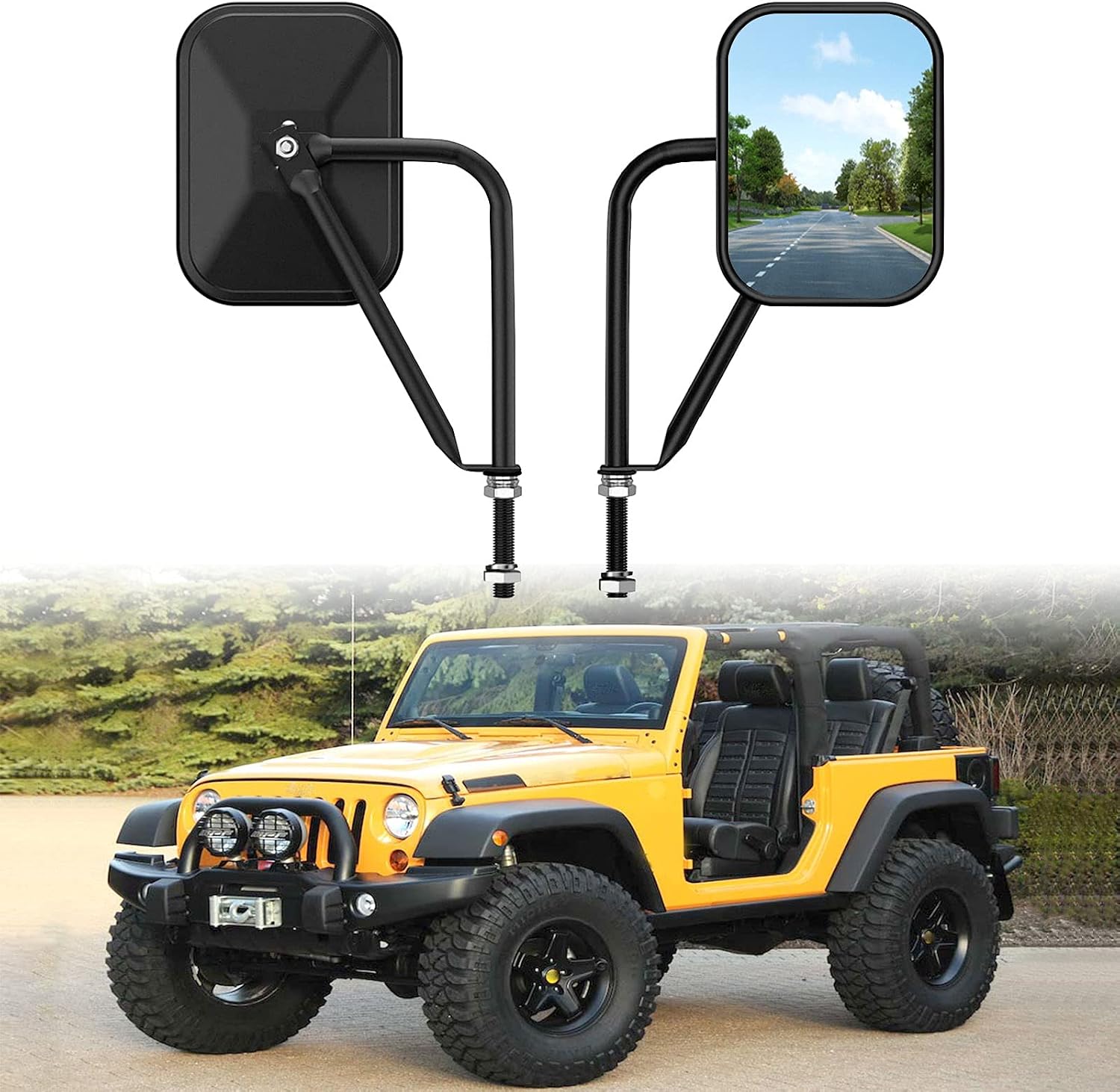 Door Off Mirror Compatible with Jeep Wrangler JK JL & Unlimited, Wider View Easy-Install Door Hinge Side Mirrors for Wrangler JK JL Unlimited