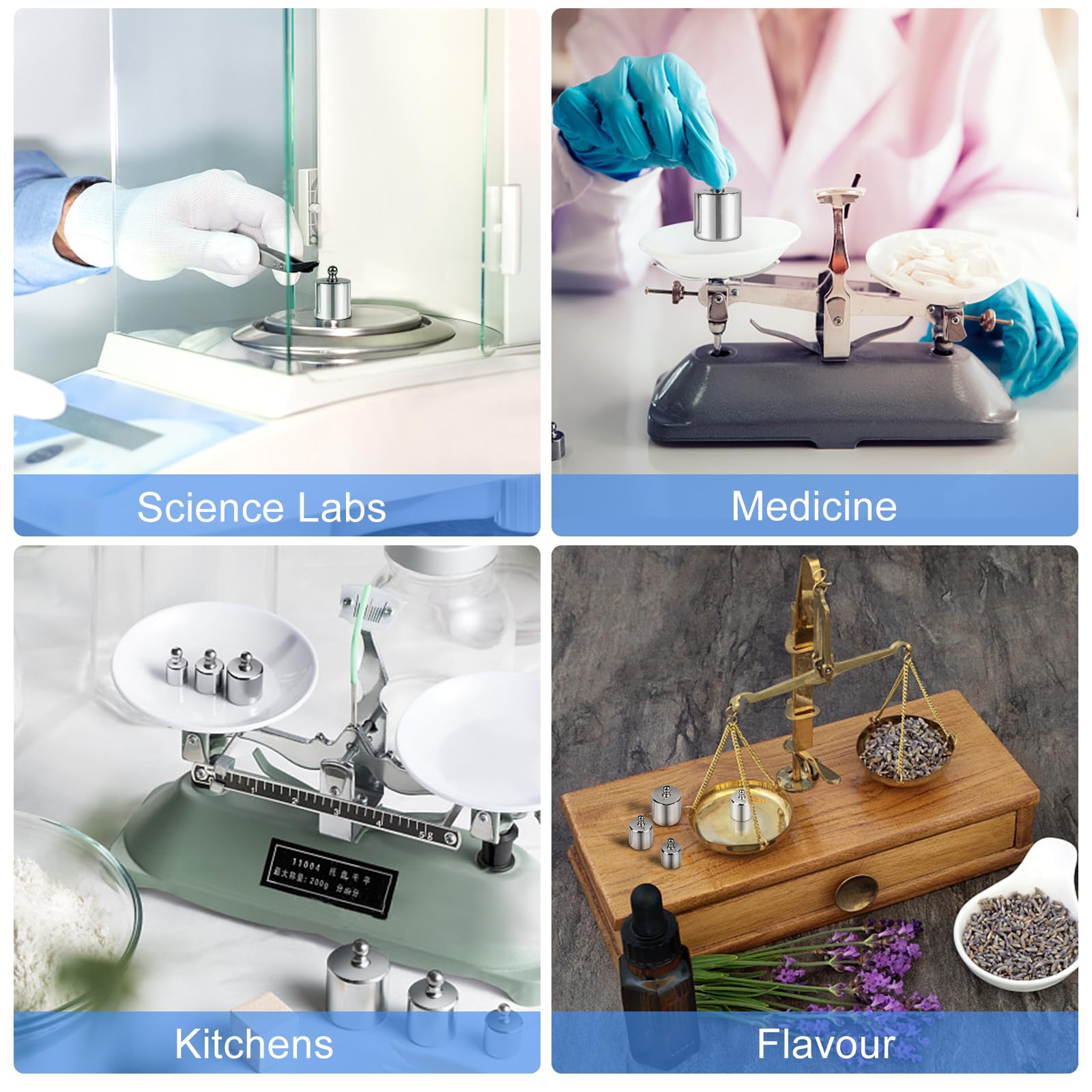 QP Calibration Weights, 50 Gram Scale Weights, OIML Class M1 High Precision Stainless Steel Scale Balance Weights with Chrome Finish, Calibration Weights for Digital Scale, Kitchen Scale, Pocket Scale