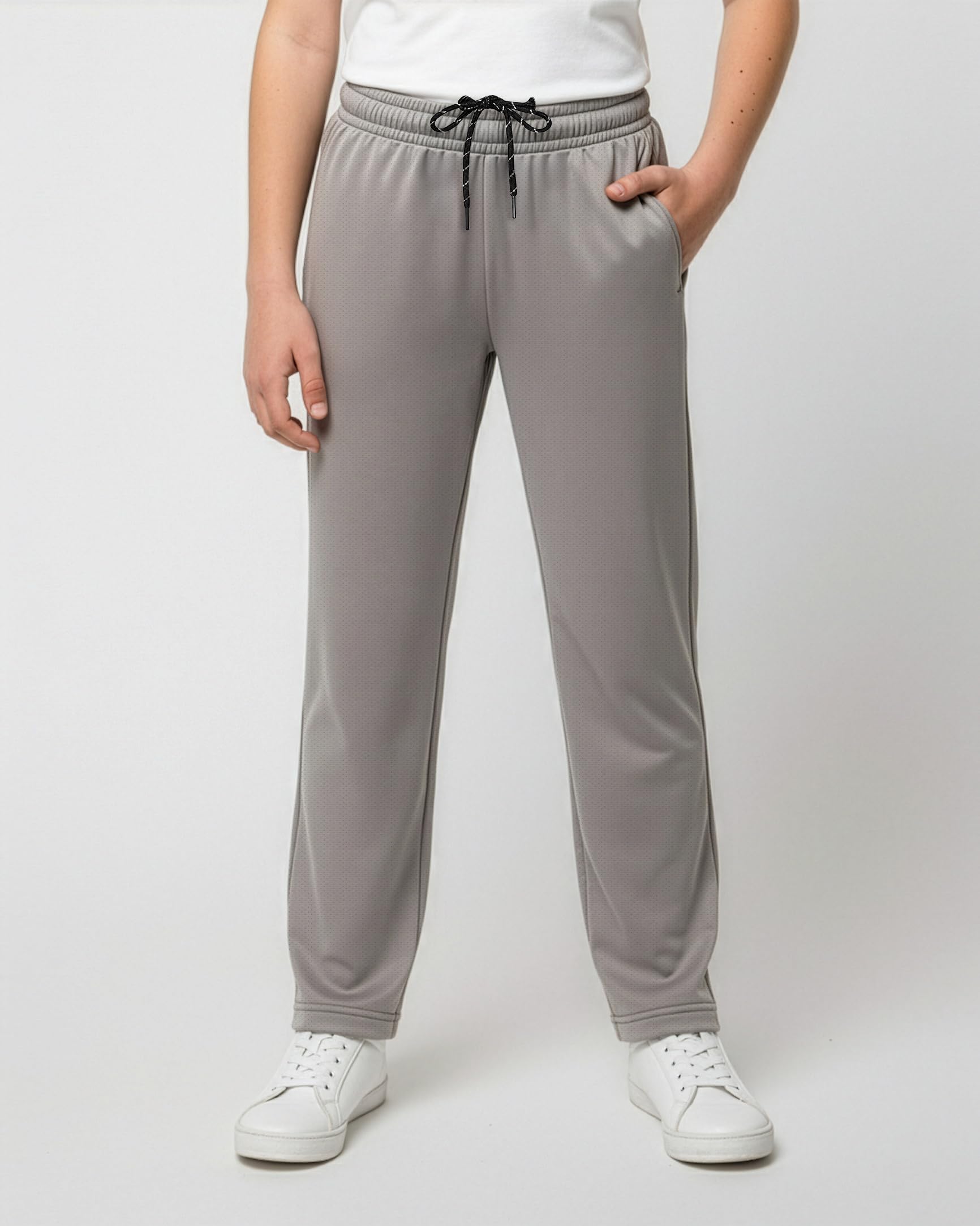 Real Essentials 3 Pack: Boys' Mesh Open Bottom Active Sweatpants with Pockets & Drawstring