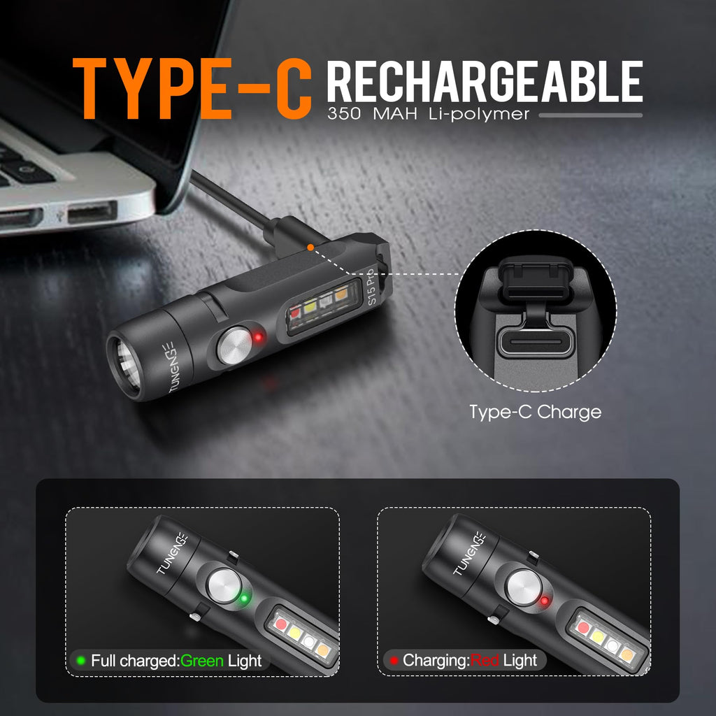 S15PRO-TK 7075 Aluminum Keychain Flashlight Rechargeable, 750 Lumens EDC Mini Flashlight, Pocket Light with 5 Side Light + Screwdriver & Quick-Release Tail Cap for Emergencies, Maintenance, Khaki