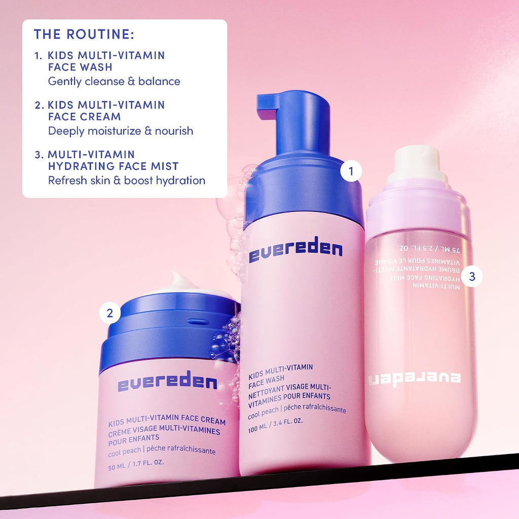 Evereden Kids Face Wash - 3.4 fl oz, Gentle Skin Care, Fresh Pomelo Scent, Gentle Foaming Cleanser, Non-Toxic and Hypoallergenic