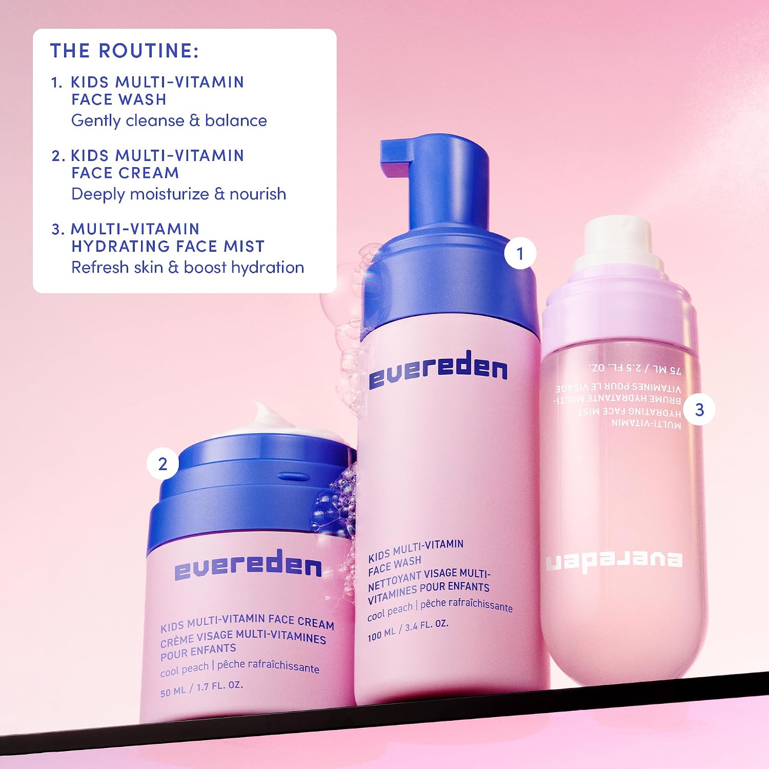 Evereden Kids Face Wash - 3.4 fl oz, Gentle Skin Care, Fresh Pomelo Scent, Gentle Foaming Cleanser, Non-Toxic and Hypoallergenic