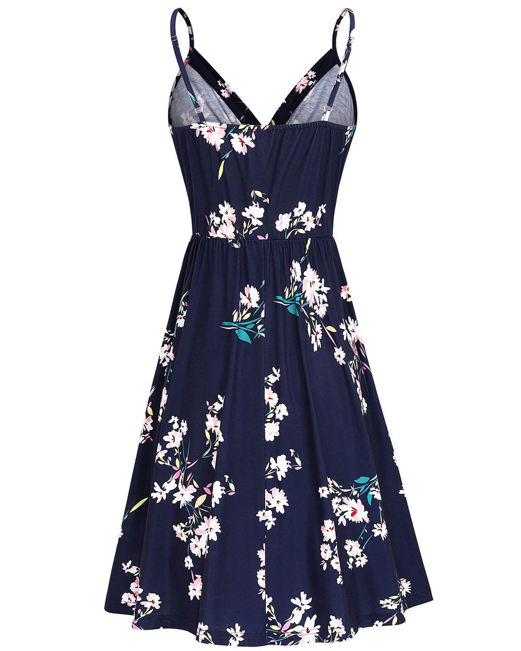 Newshows Women's Summer Dress 2025 Spaghetti Strap Sleeveless V Neck Casual Swing Sundress with Pockets