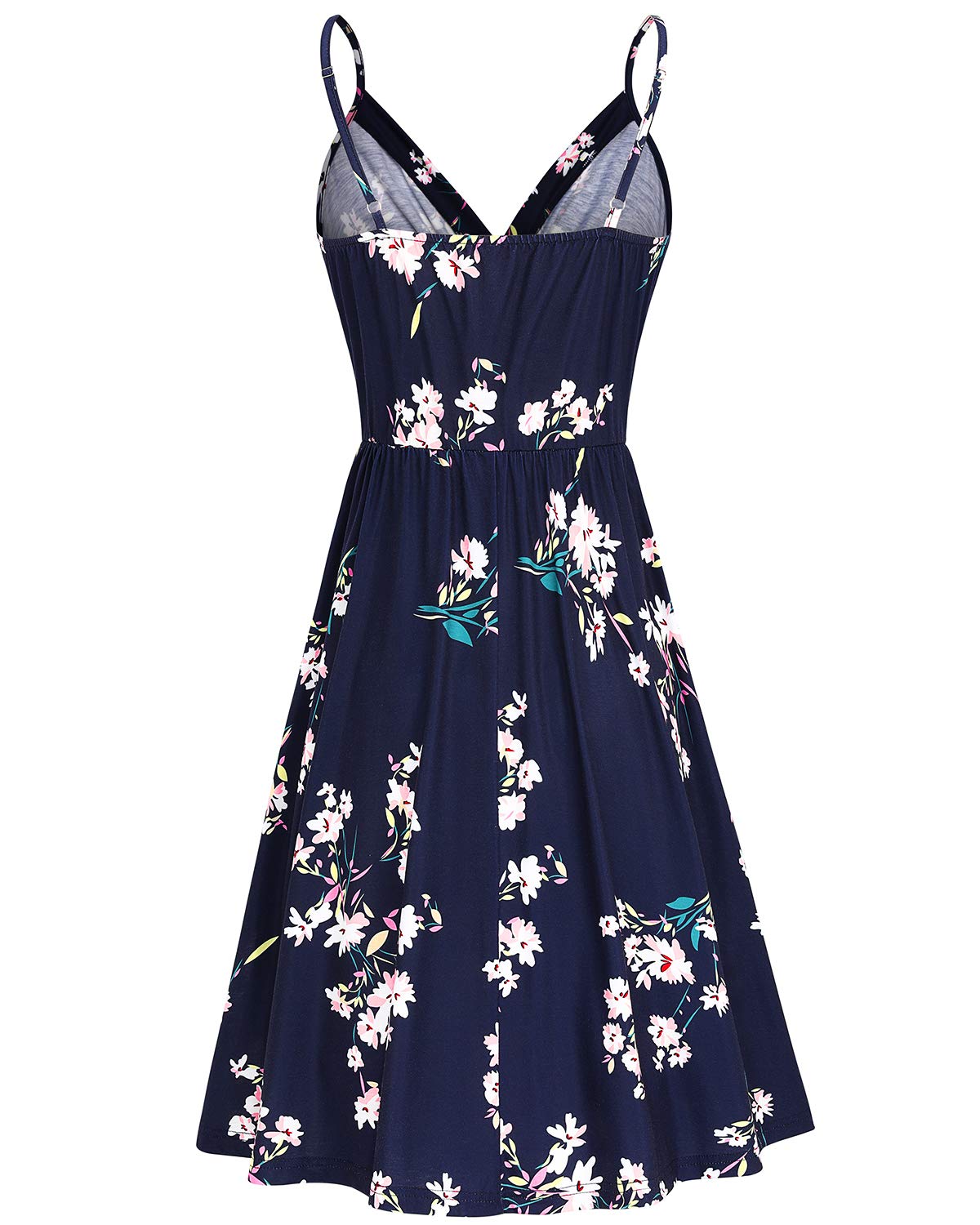 Newshows Women's Summer Dress 2025 Spaghetti Strap Sleeveless V Neck Casual Swing Sundress with Pockets