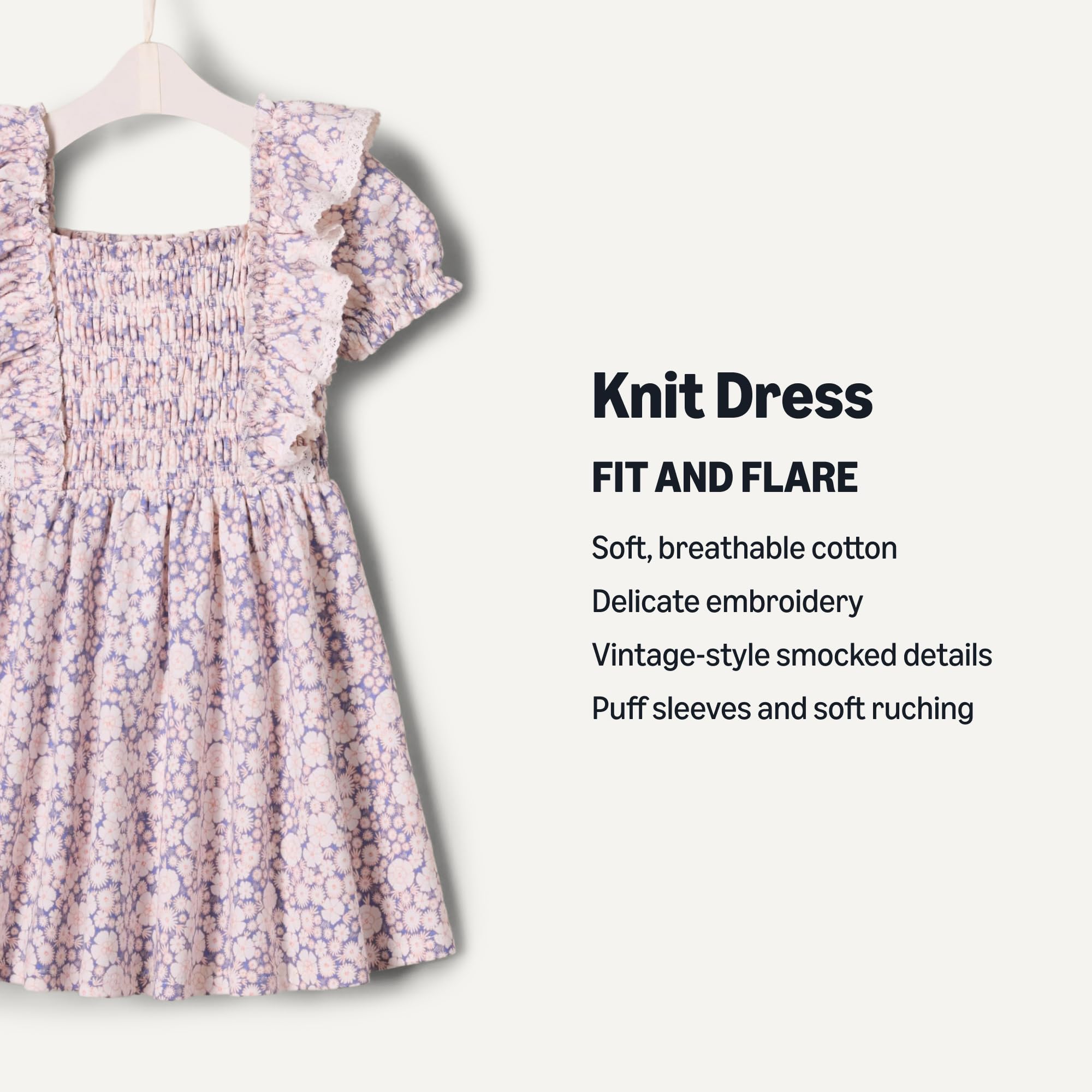 Amazon Essentials x Sofia Grainge Toddler and Baby Girls' Embroidered Knit Dress
