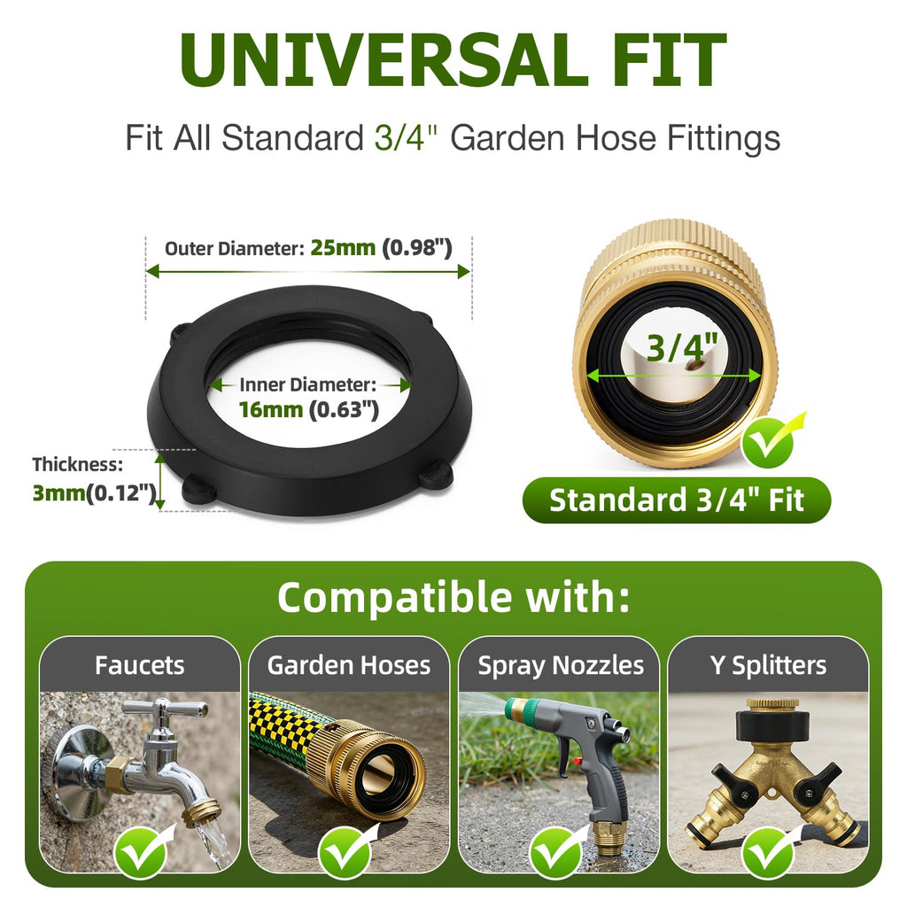 SmoTecQ 30 Pack Garden Hose Washers with Self-Locking Tabs - Heavy Duty Rubber Seals for 3/4" Hose Fittings, Stay-in-Place Design Prevents Falling Out & Leaks, Black
