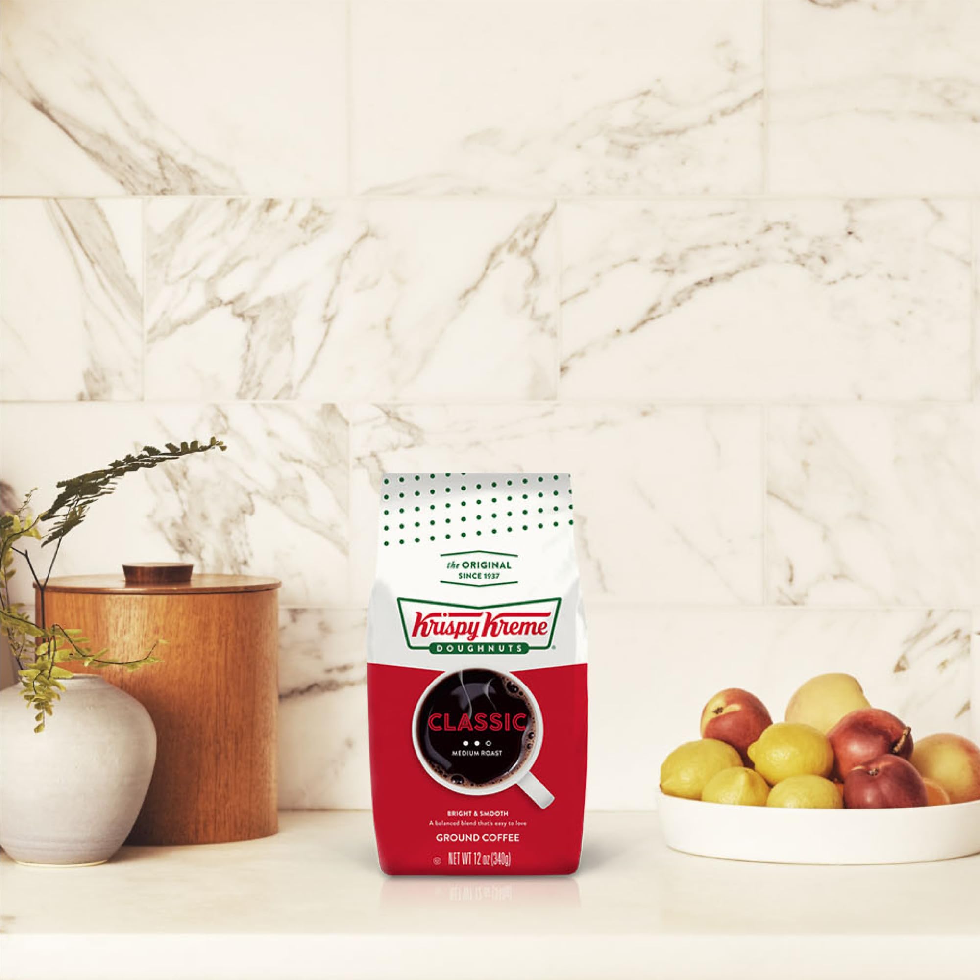 Krispy Kreme Doughnuts, Classic, Ground Coffee, Medium Roast, Bagged 12oz