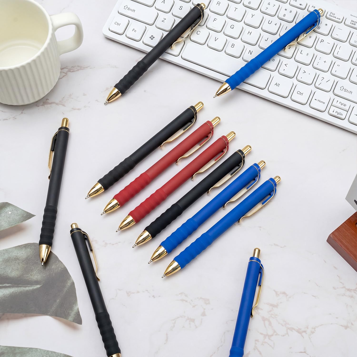 Linbsunne Ballpoint Pens Medium Point 1mm Pen with Super Soft Grip Ball Point Pen for Men Women Retractable Pens (Blue Ink+Black Ink+Red Ink)