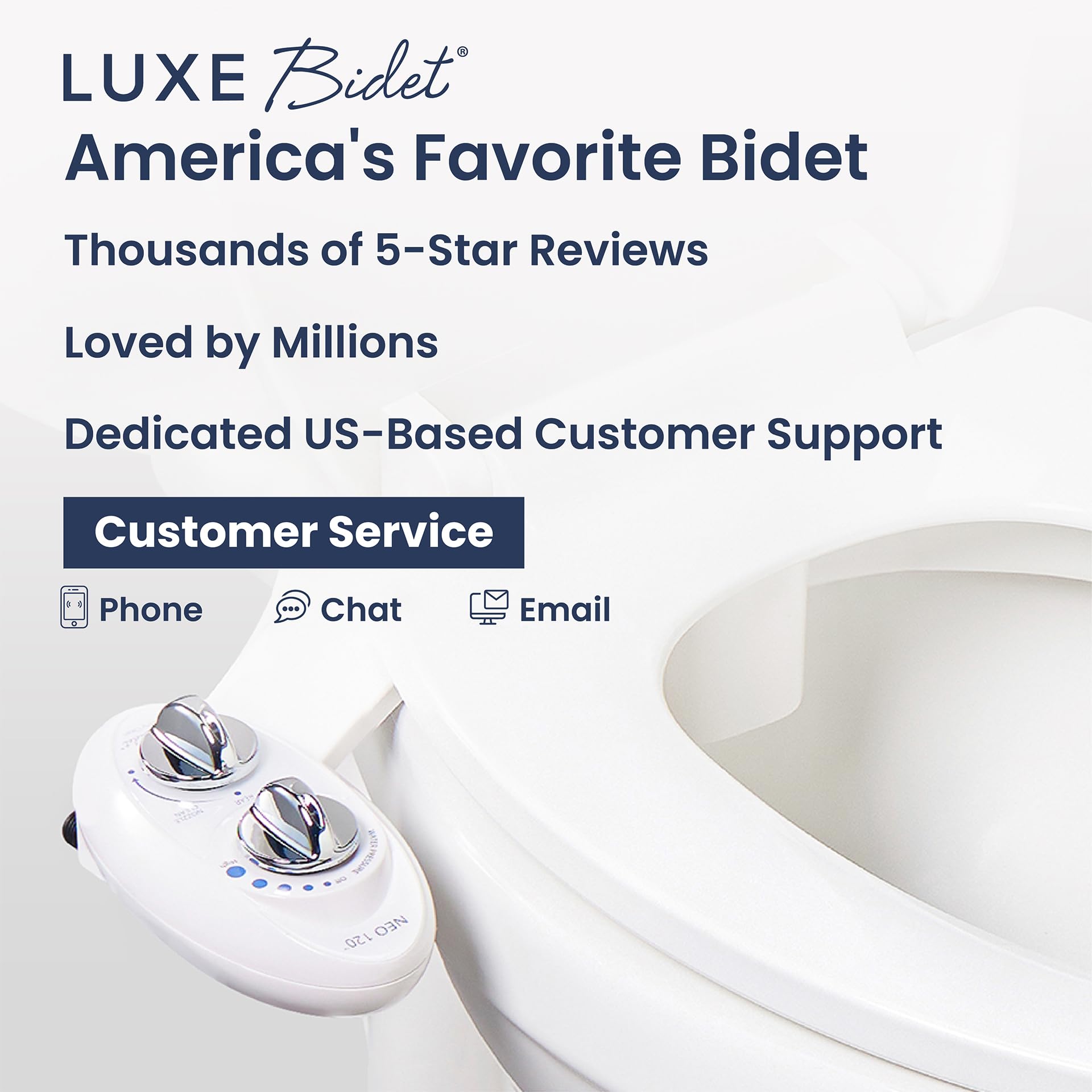 LUXE Bidet NEO 120 - Single Nozzle, Self-Cleaning, Non-Electric Bidet Attachment for Toilet Seat, Adjustable Water Pressure, Rear Wash (Blue)
