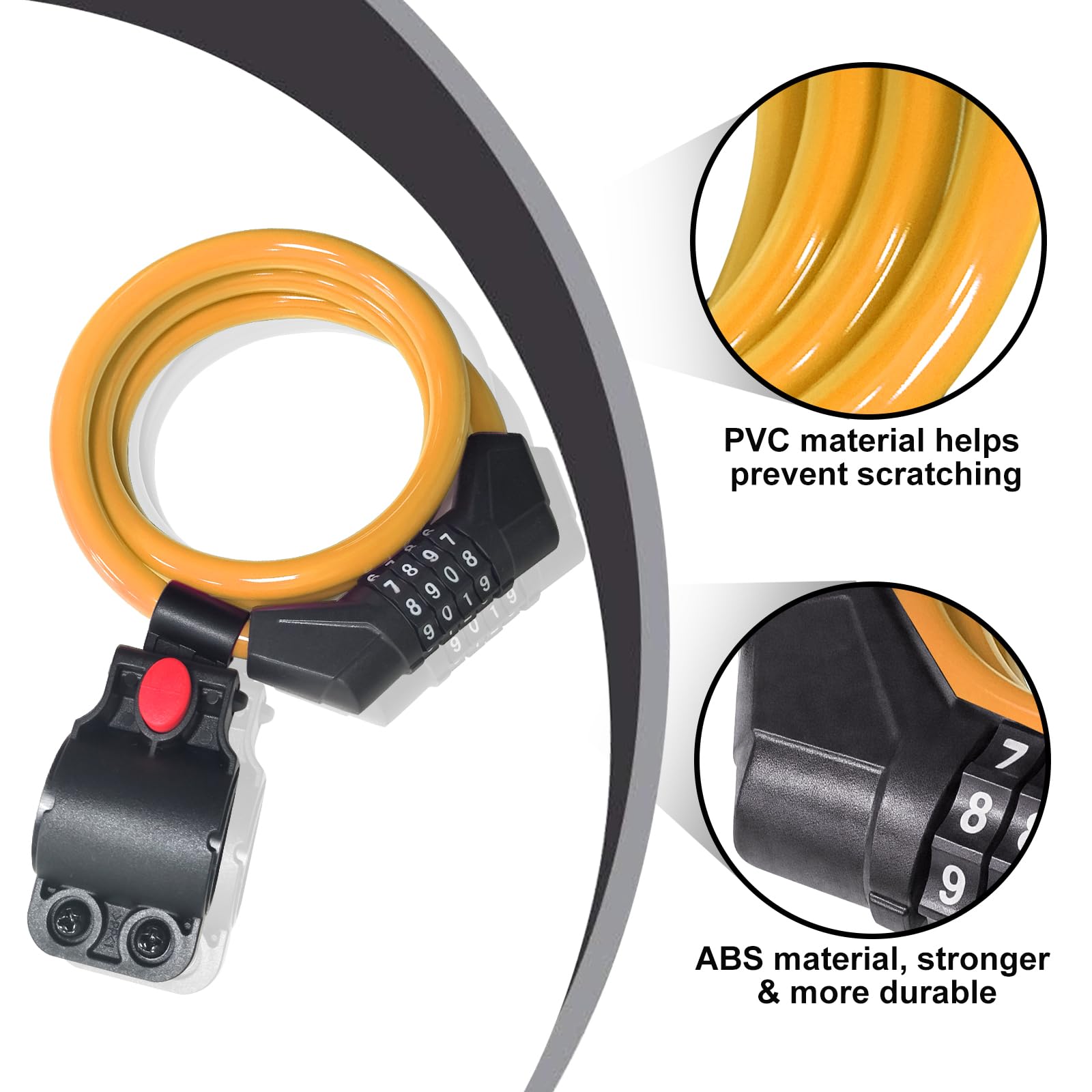 NDakter Bike Lock Cable,High Security 4 Digit Resettable Bike Lock Combination Coiling Bicycle Lock with Mounting Bracket,3/6FT Anti-Theft Cable for Bicycle,Scooter,Ebikes,Door,2/5 Inch Diameter(10mm)