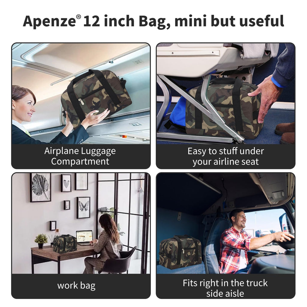 Apenze Small Gym Bag Carry On Bag - 12 in Mini Duffle Bag Lightweight for Overnight Travel(Camouflage)
